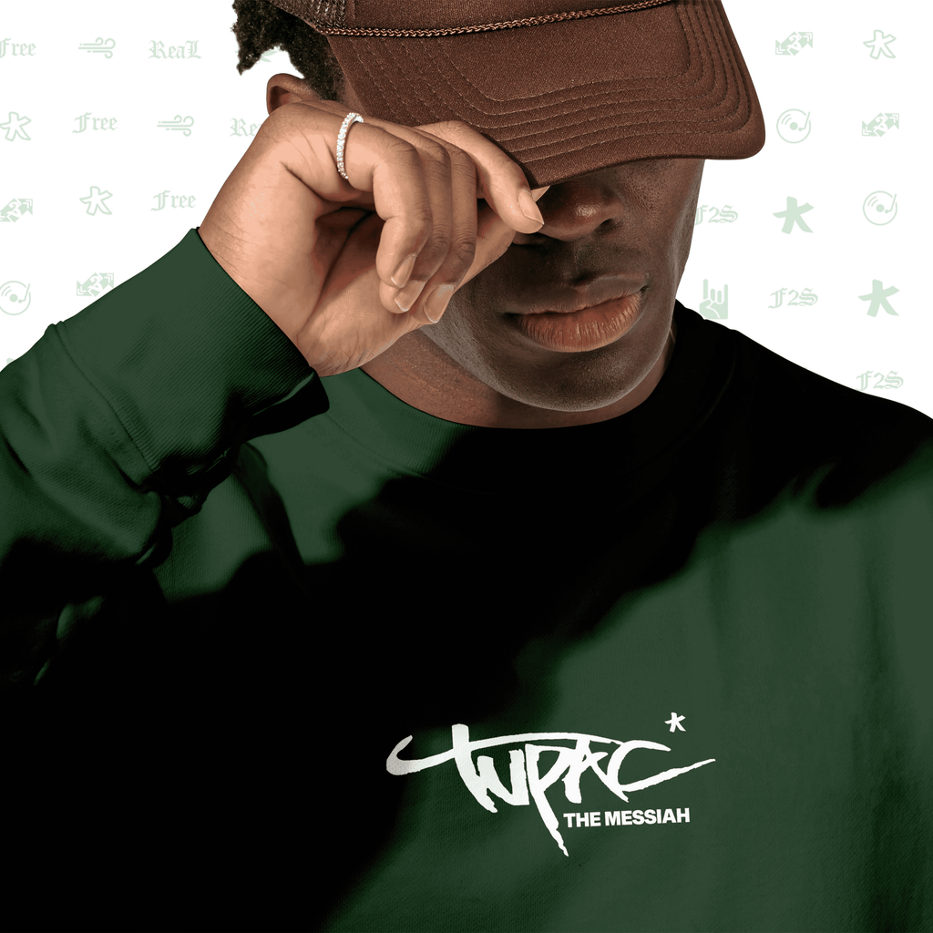 Tupac The Messiah Bottle Green Unisex Oversized Sweatshirt