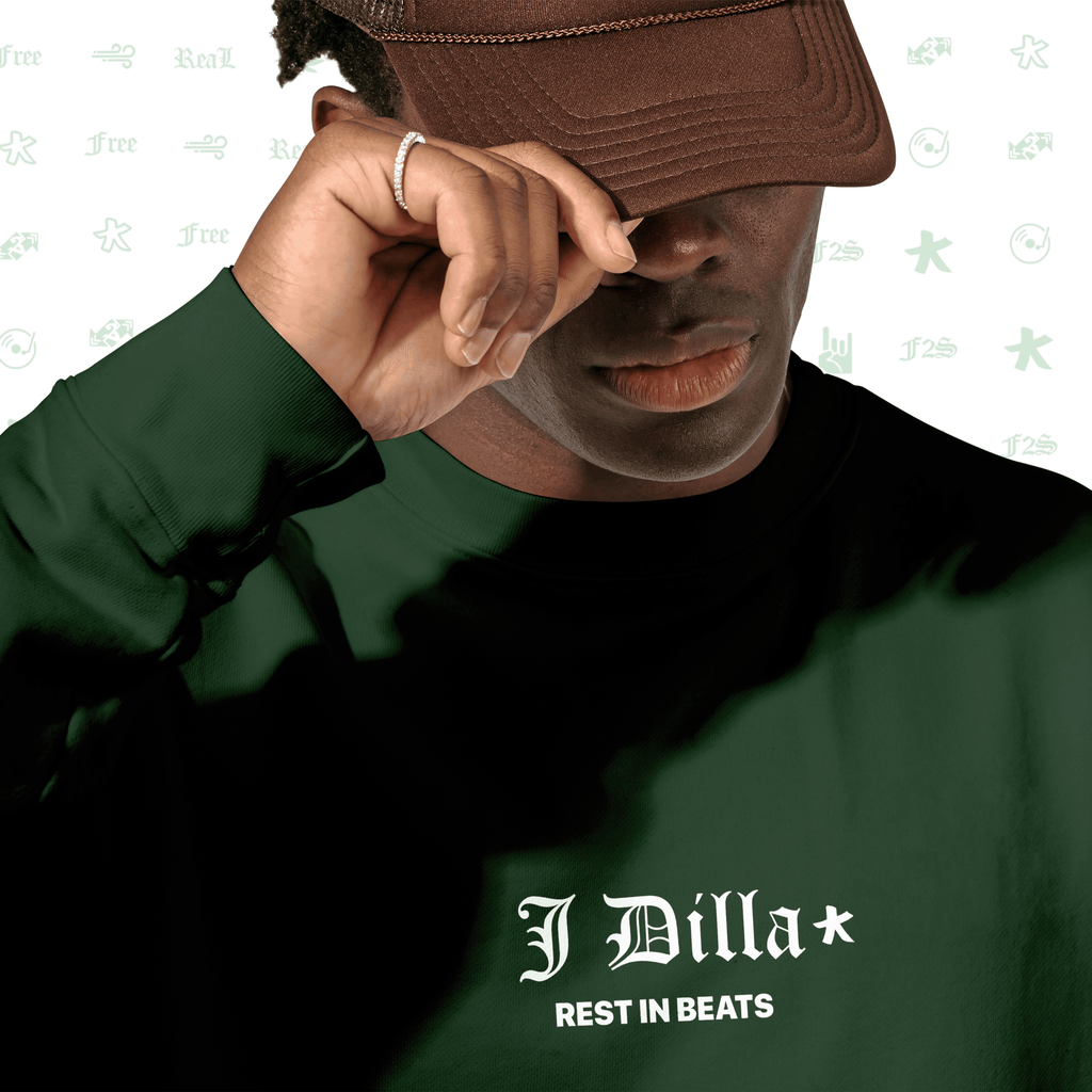 J Dilla Rest In Beats Bottle Green Unisex Oversized Sweatshirt