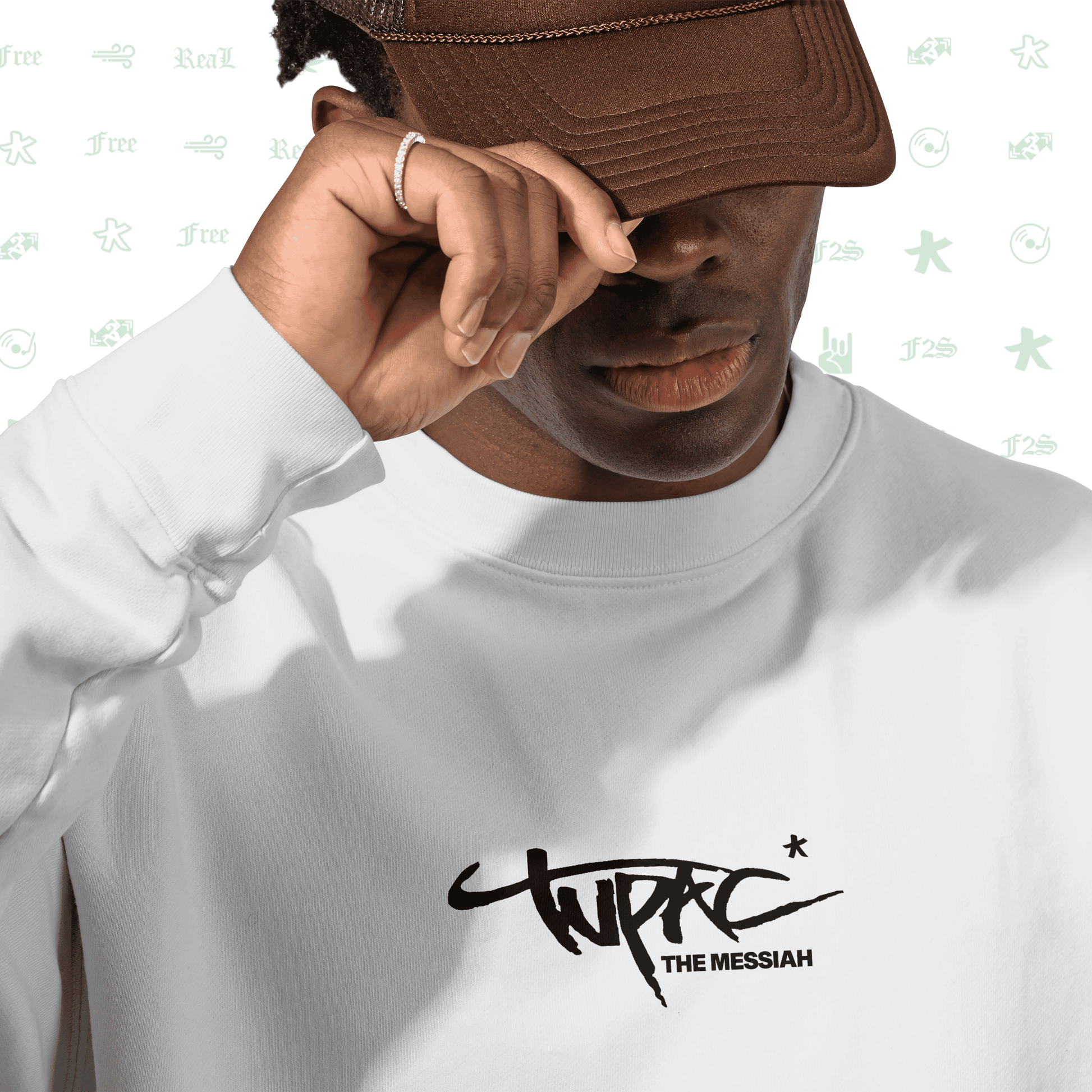 Tupac The Messiah White Unisex Oversized Sweatshirt