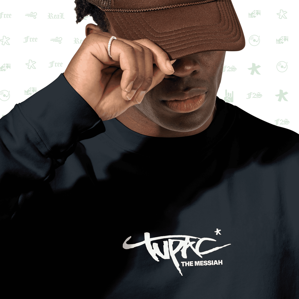 Tupac The Messiah Navy Blue Unisex Oversized Sweatshirt