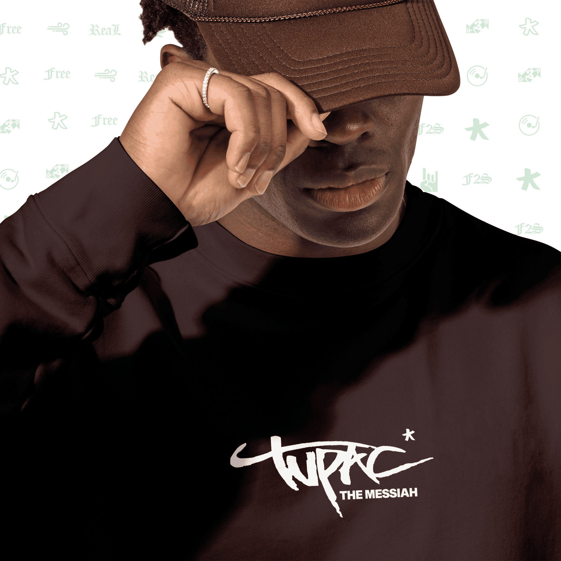 Tupac The Messiah Maroon Unisex Oversized Sweatshirt