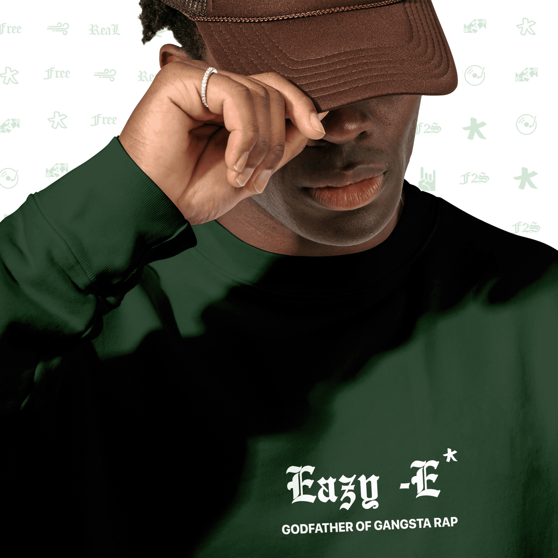 Eazy-E Godfather of Gangsta Rap Bottle Green Unisex Oversized Sweatshirt