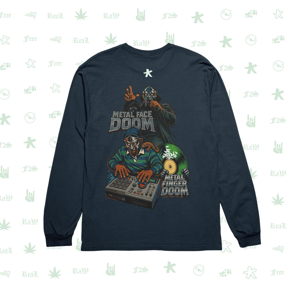 MF DOOM METAL FACE/FINGER Navy Blue Unisex Oversized Sweatshirt