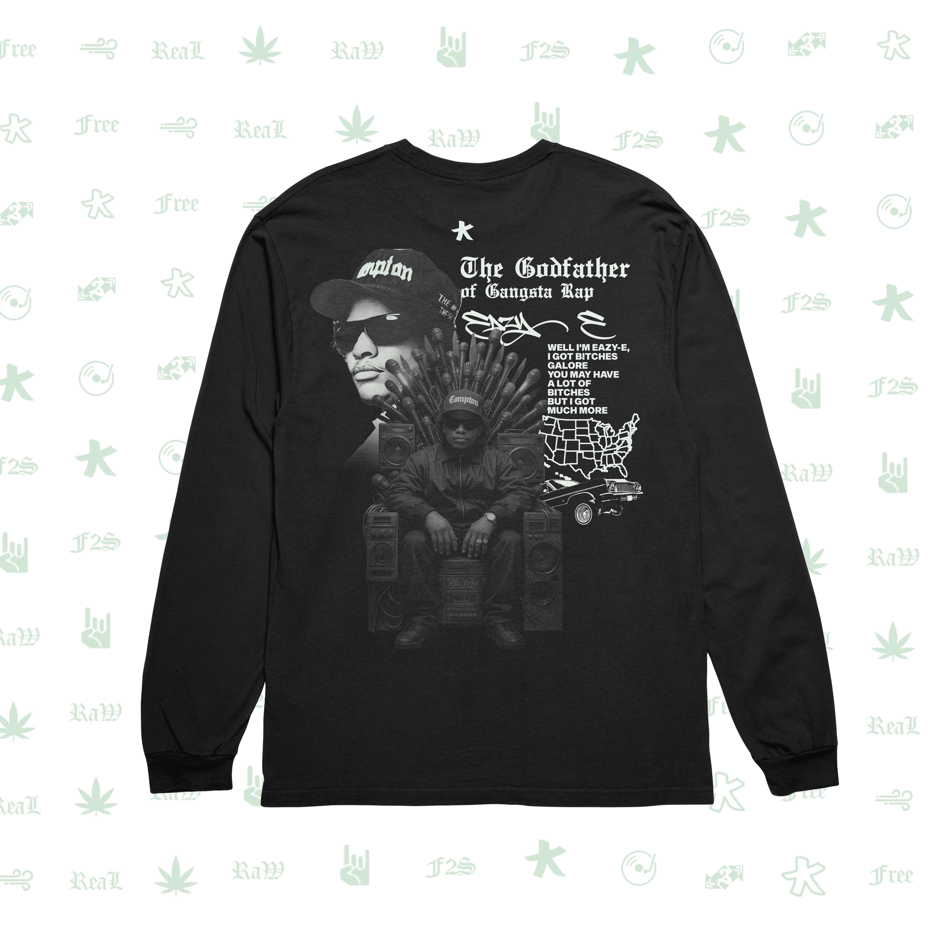 Eazy-E Godfather of Gangsta Rap Black Unisex Oversized Sweatshirt