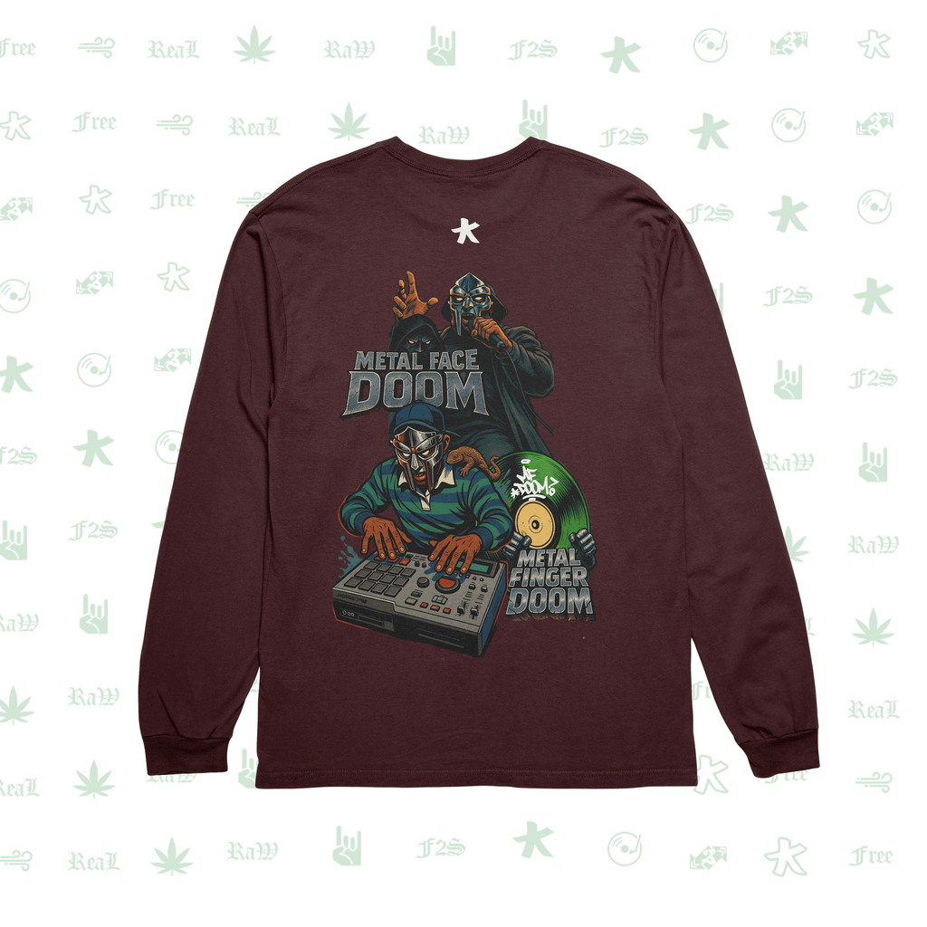 MF DOOM METAL FACE/FINGER Maroon Unisex Oversized Sweatshirt