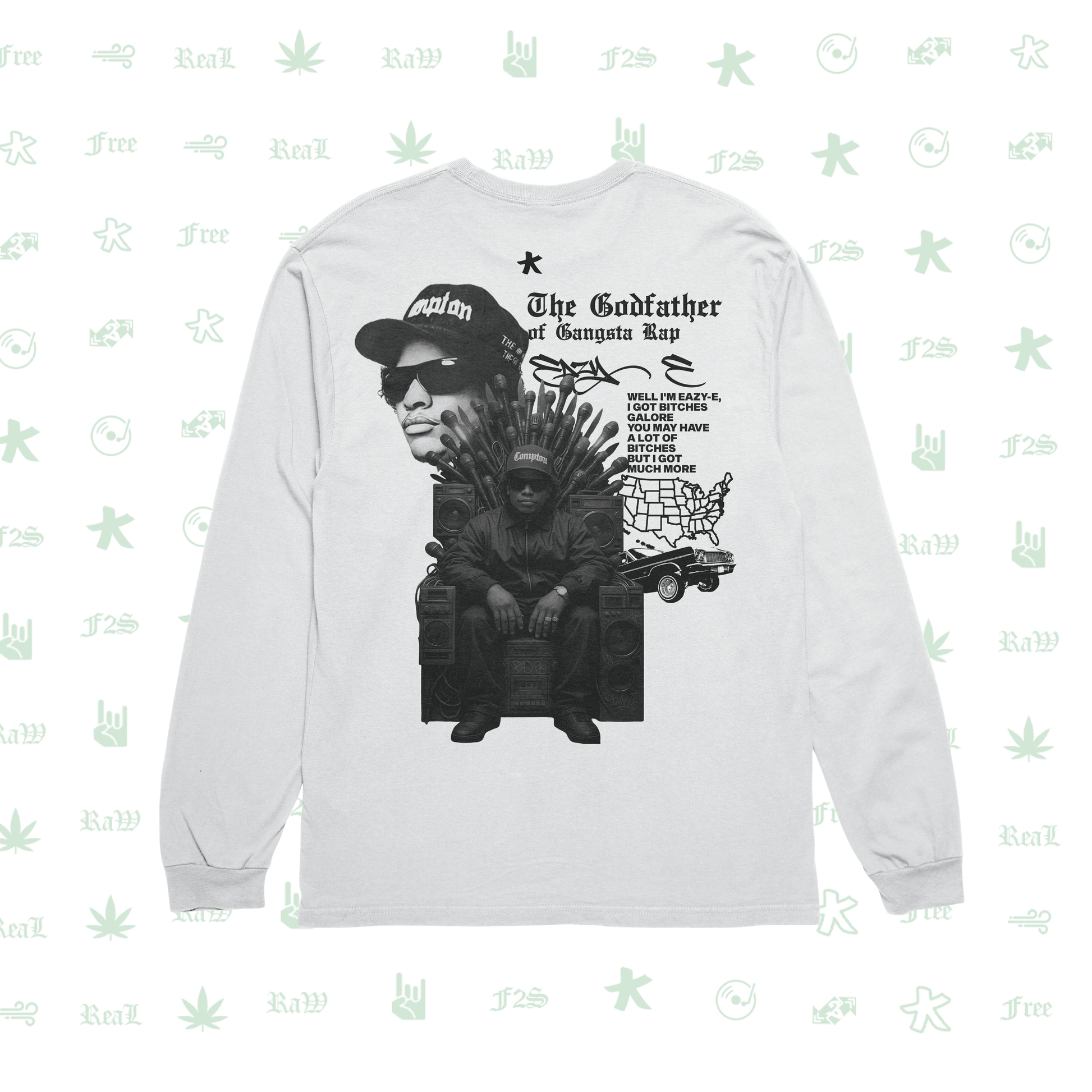 Eazy-E Godfather of Gangsta Rap White Unisex Oversized Sweatshirt