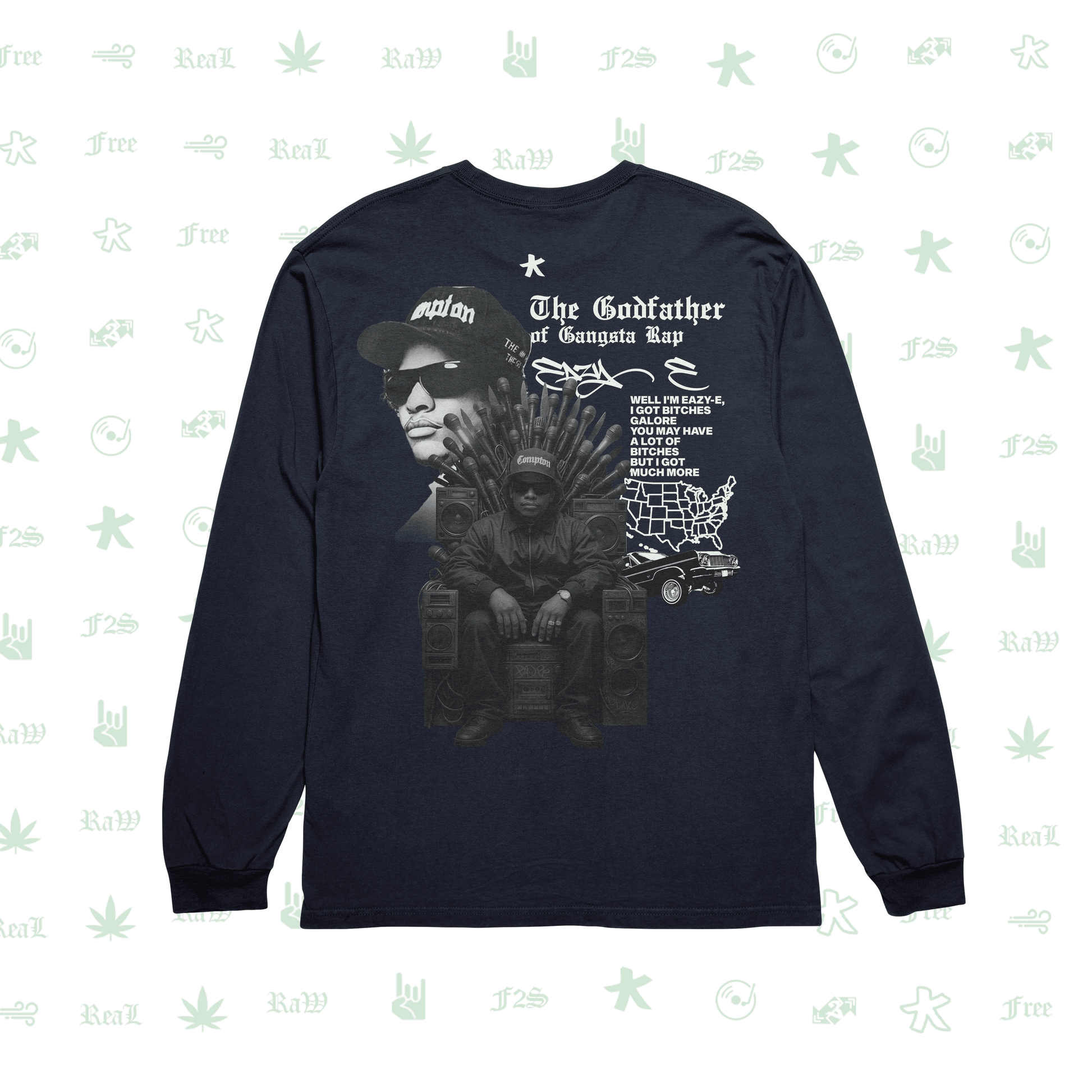 Eazy-E Godfather of Gangsta Rap Navy Blue Unisex Oversized Sweatshirt
