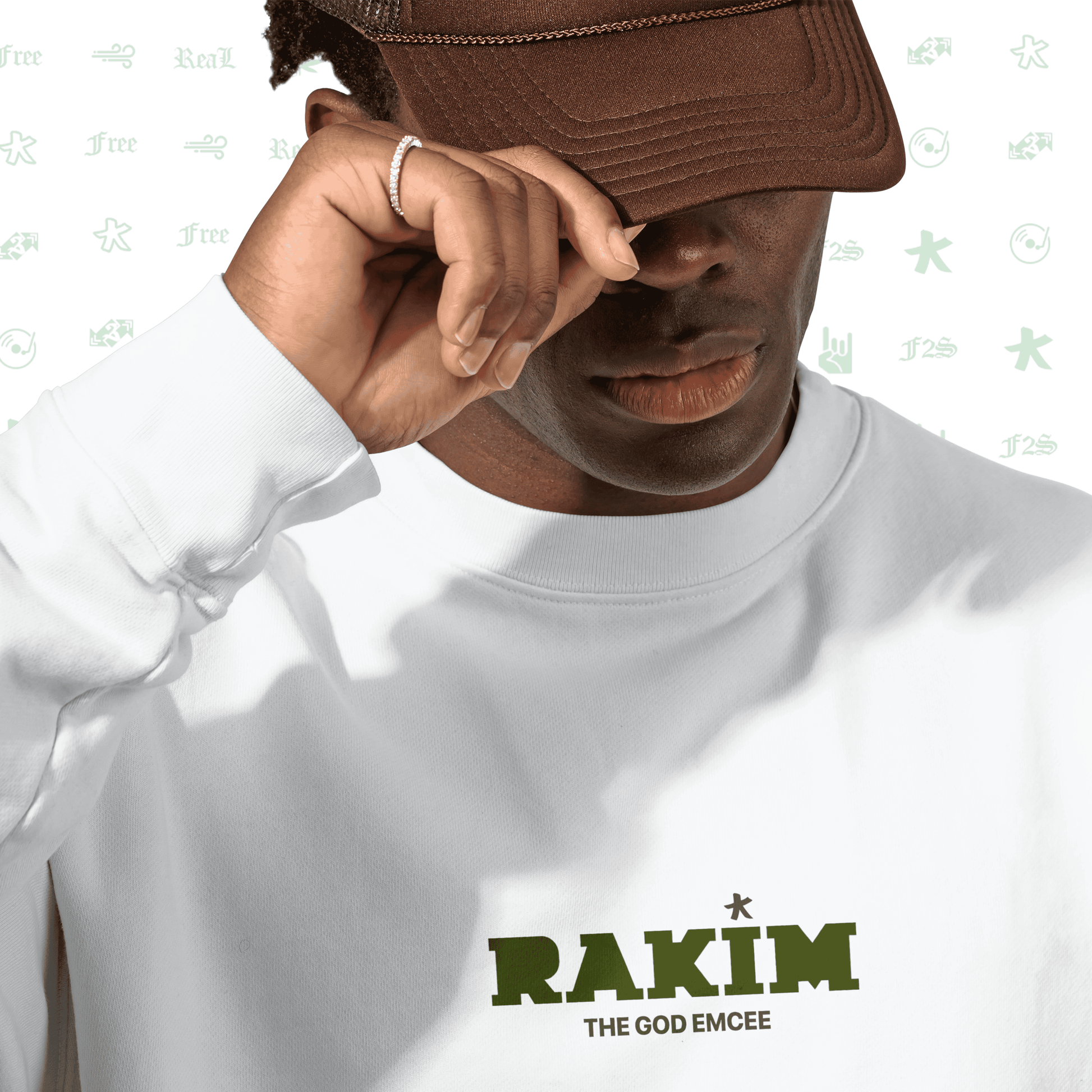 Rakim The God Emcee White Unisex Oversized Sweatshirt