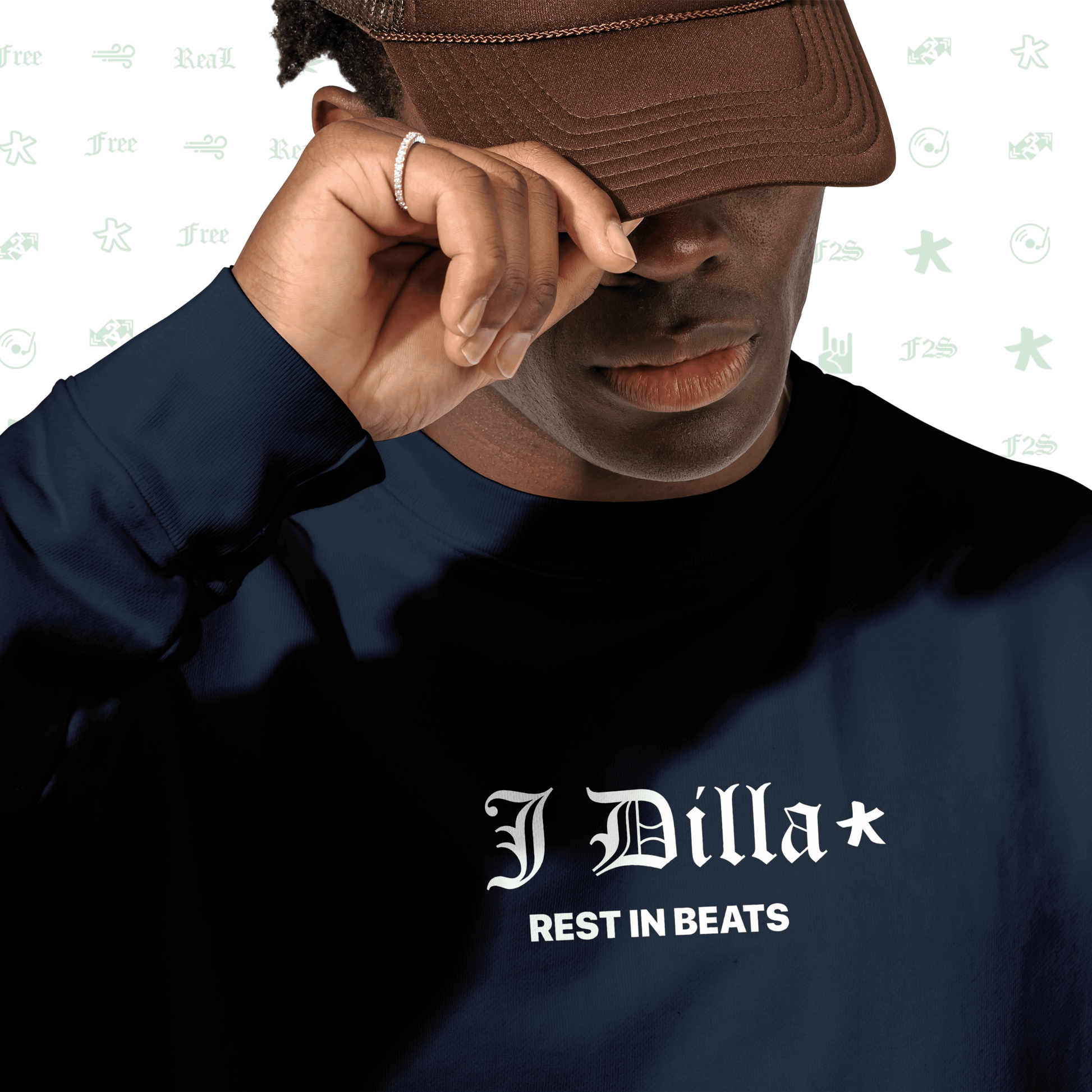 J Dilla Rest In Beats Navy Blue Unisex Oversized Sweatshirt