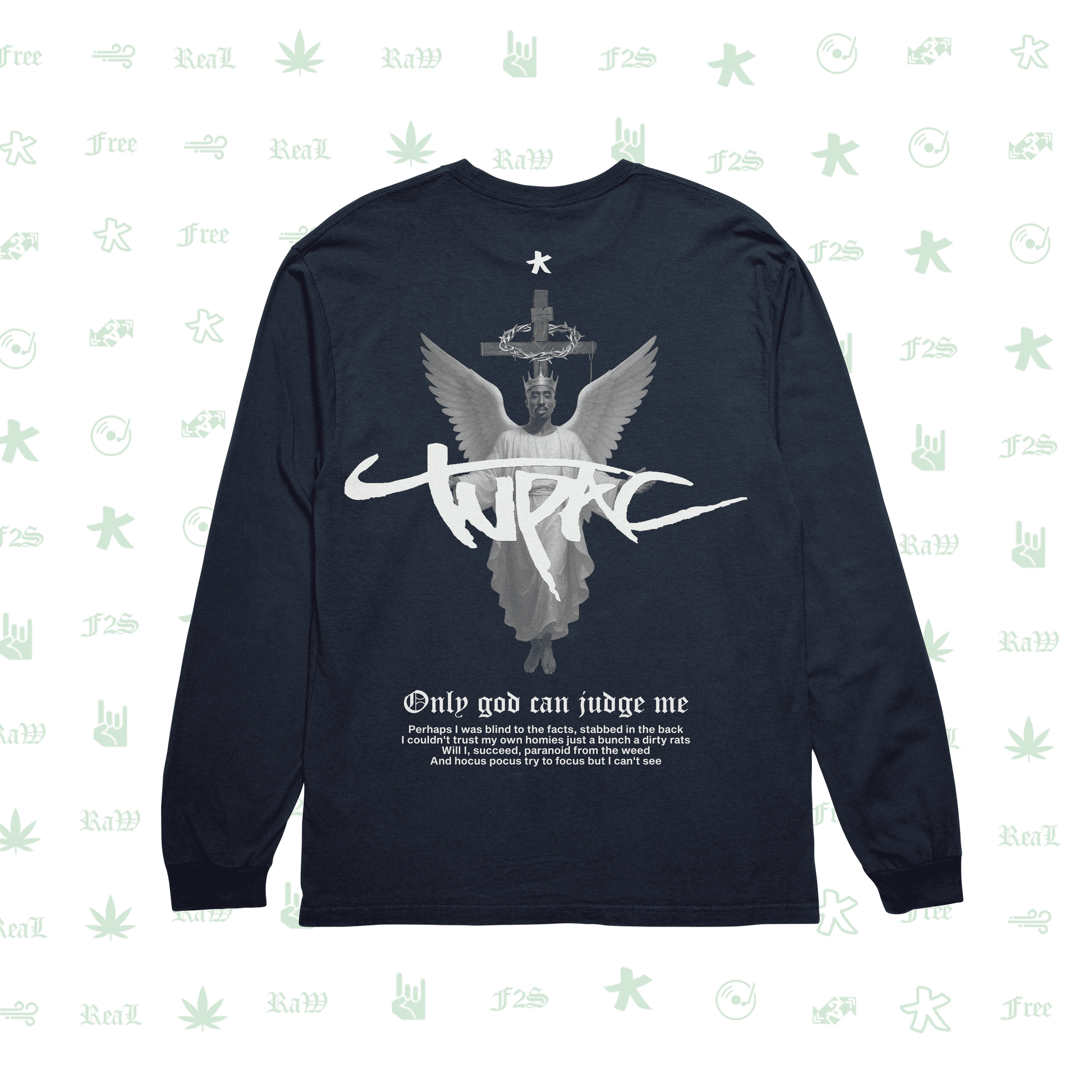 Tupac The Messiah Navy Blue Unisex Oversized Sweatshirt