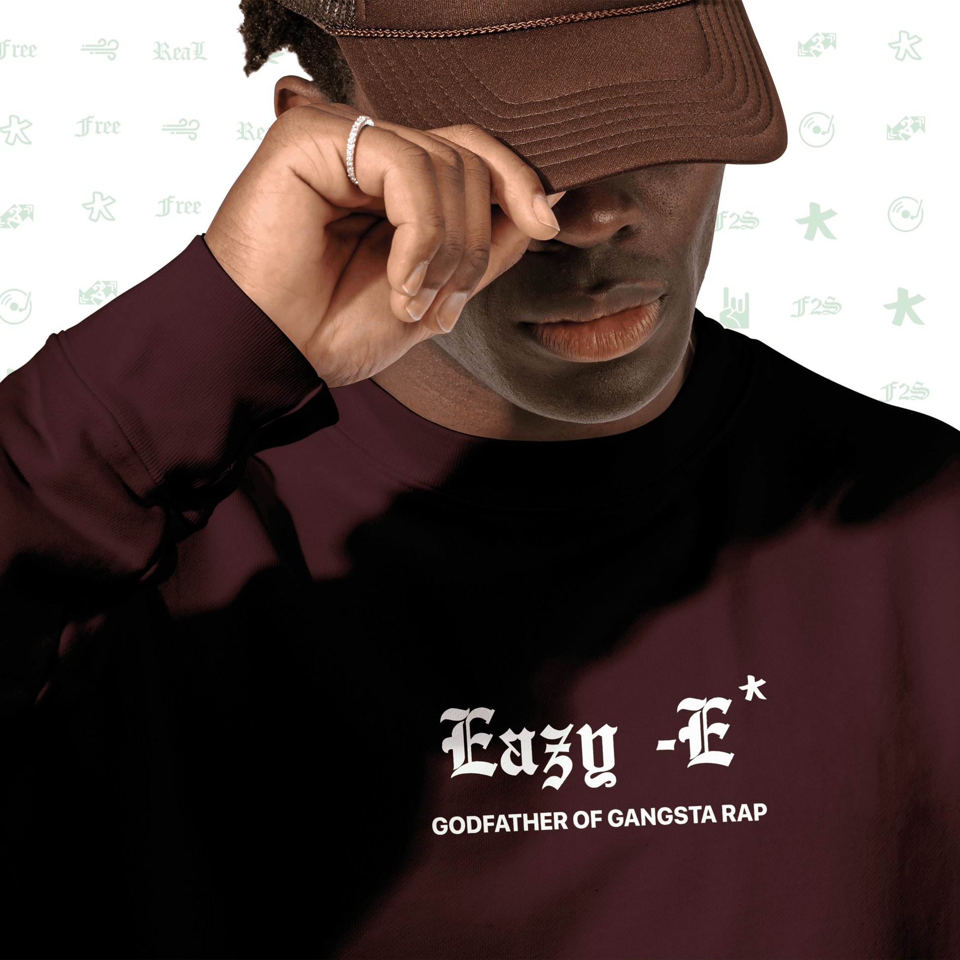 Eazy-E Godfather of Gangsta Rap Maroon Unisex Oversized Sweatshirt