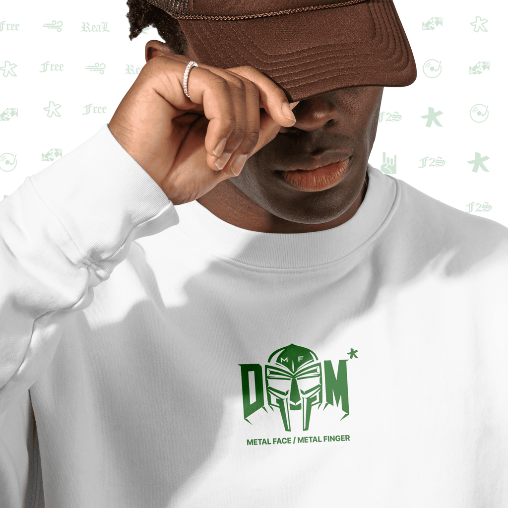 MF DOOM METAL FACE/FINGER White Unisex Oversized Sweatshirt