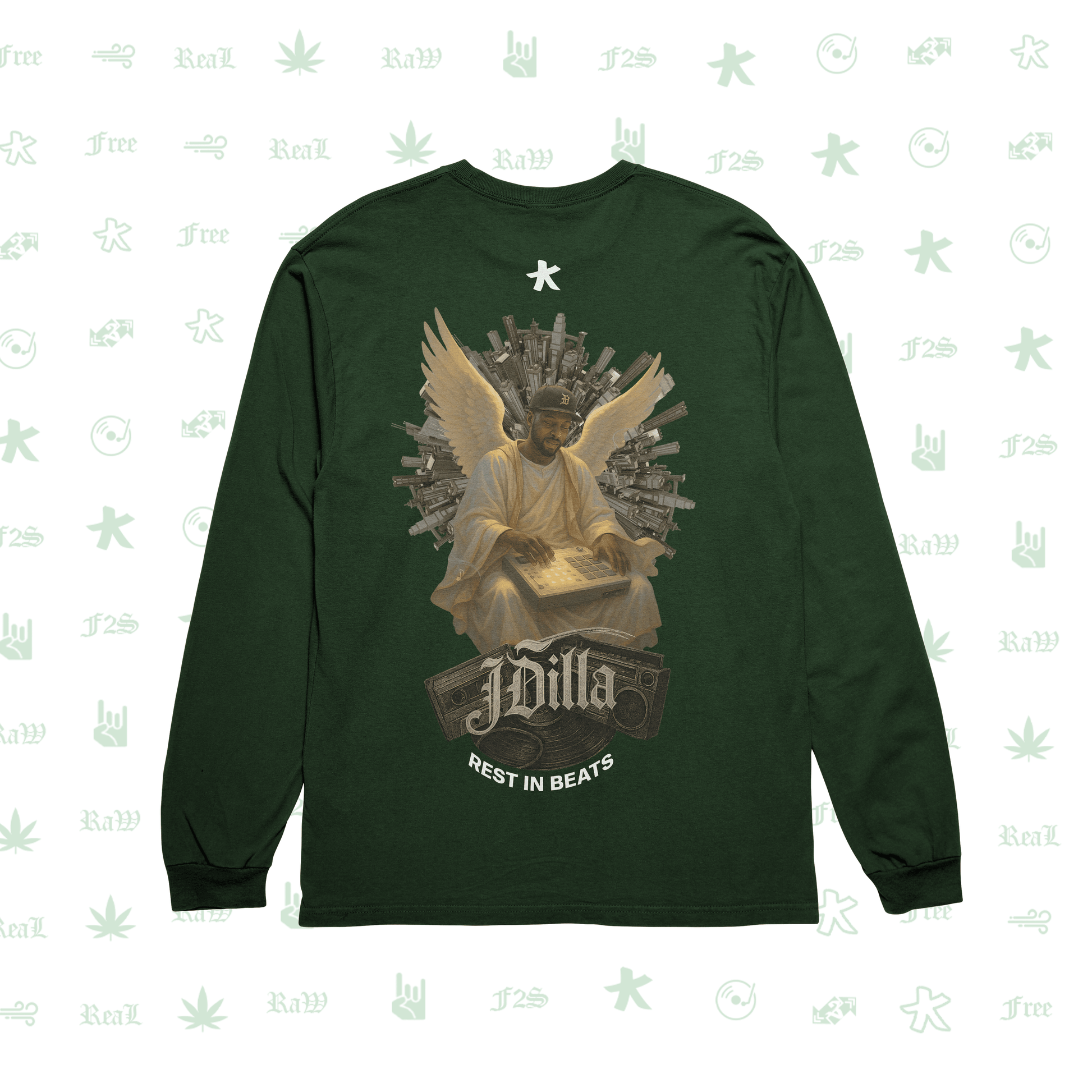 J Dilla Rest In Beats Bottle Green Unisex Oversized Sweatshirt