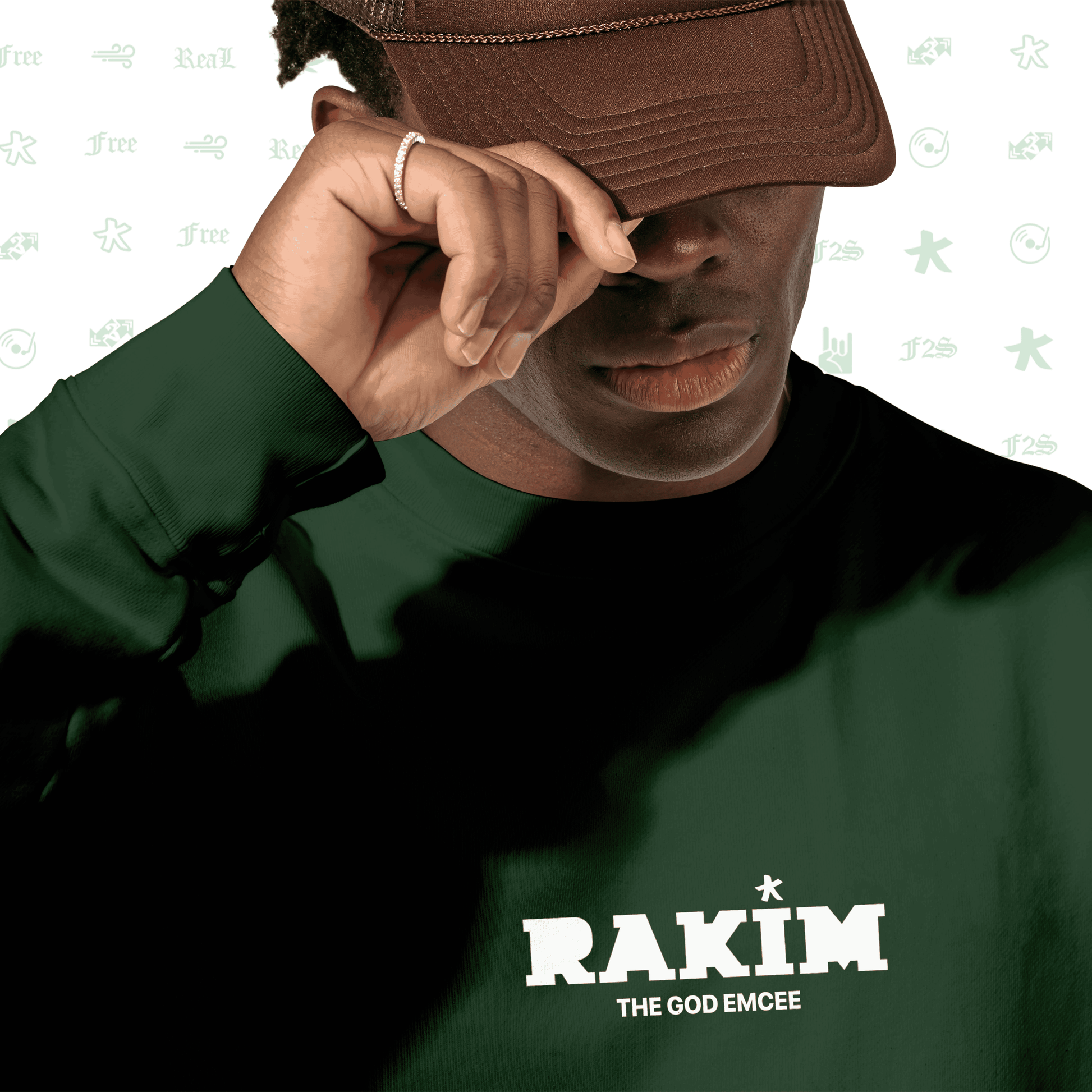 Rakim The God Emcee Bottle Green Unisex Oversized Sweatshirt