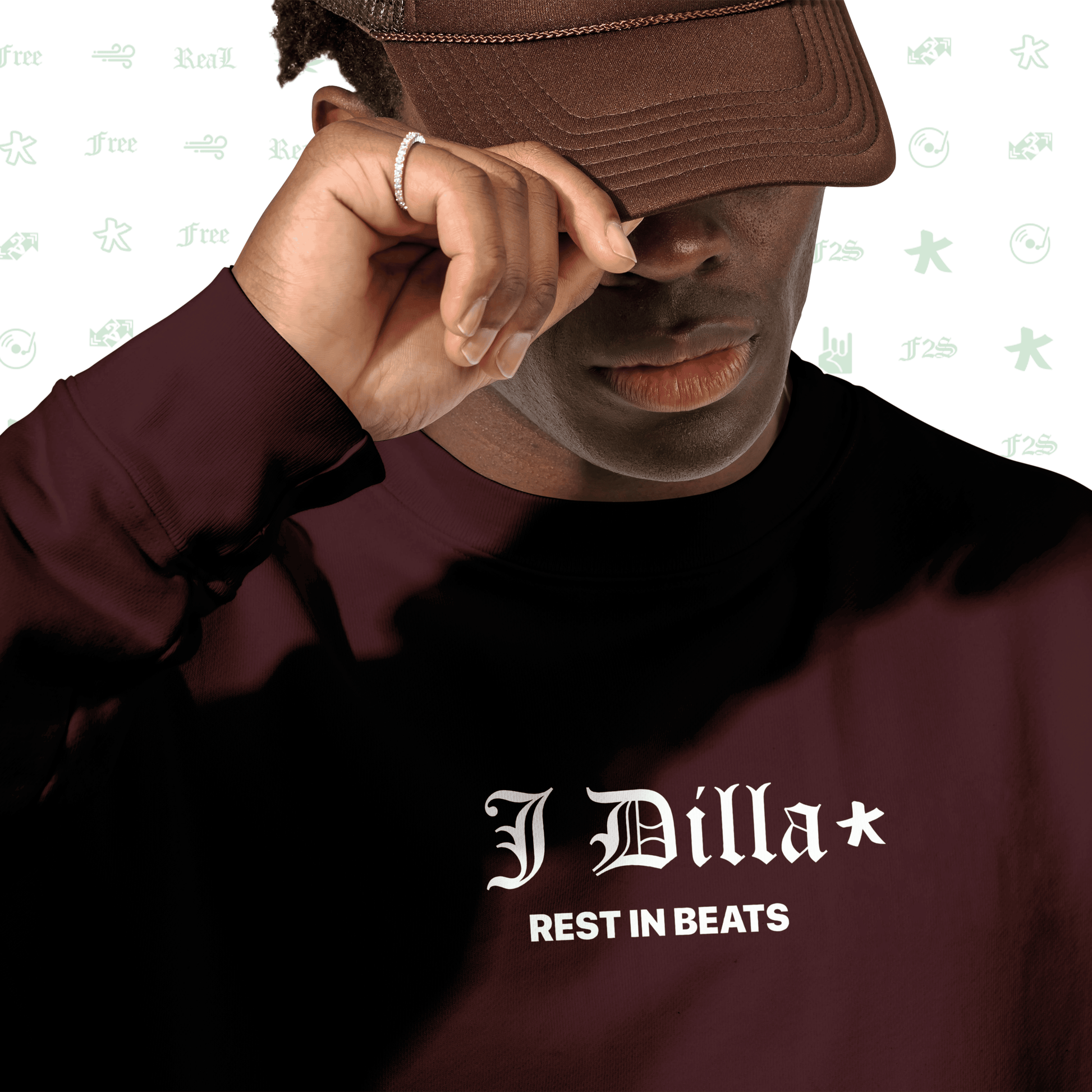 J Dilla Rest In Beats Maroon Unisex Oversized Sweatshirt