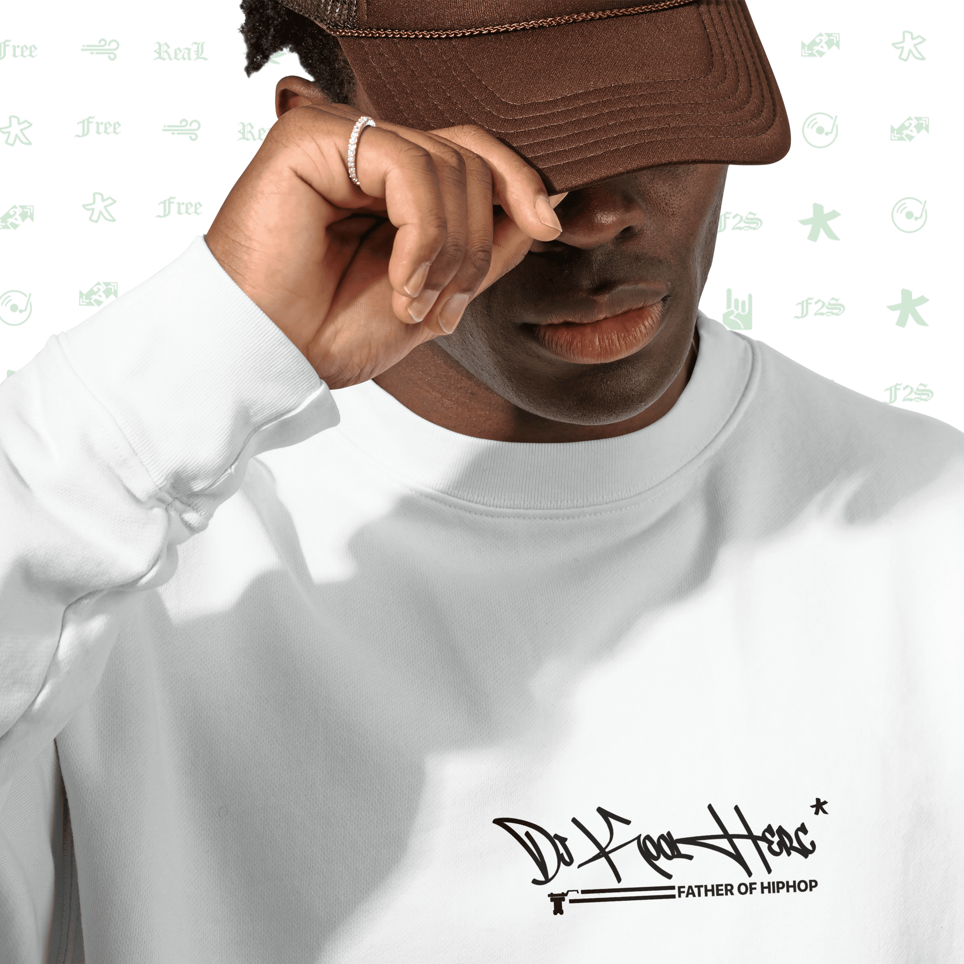 DJ Kool Herc Origins White Unisex Oversized Sweatshirt