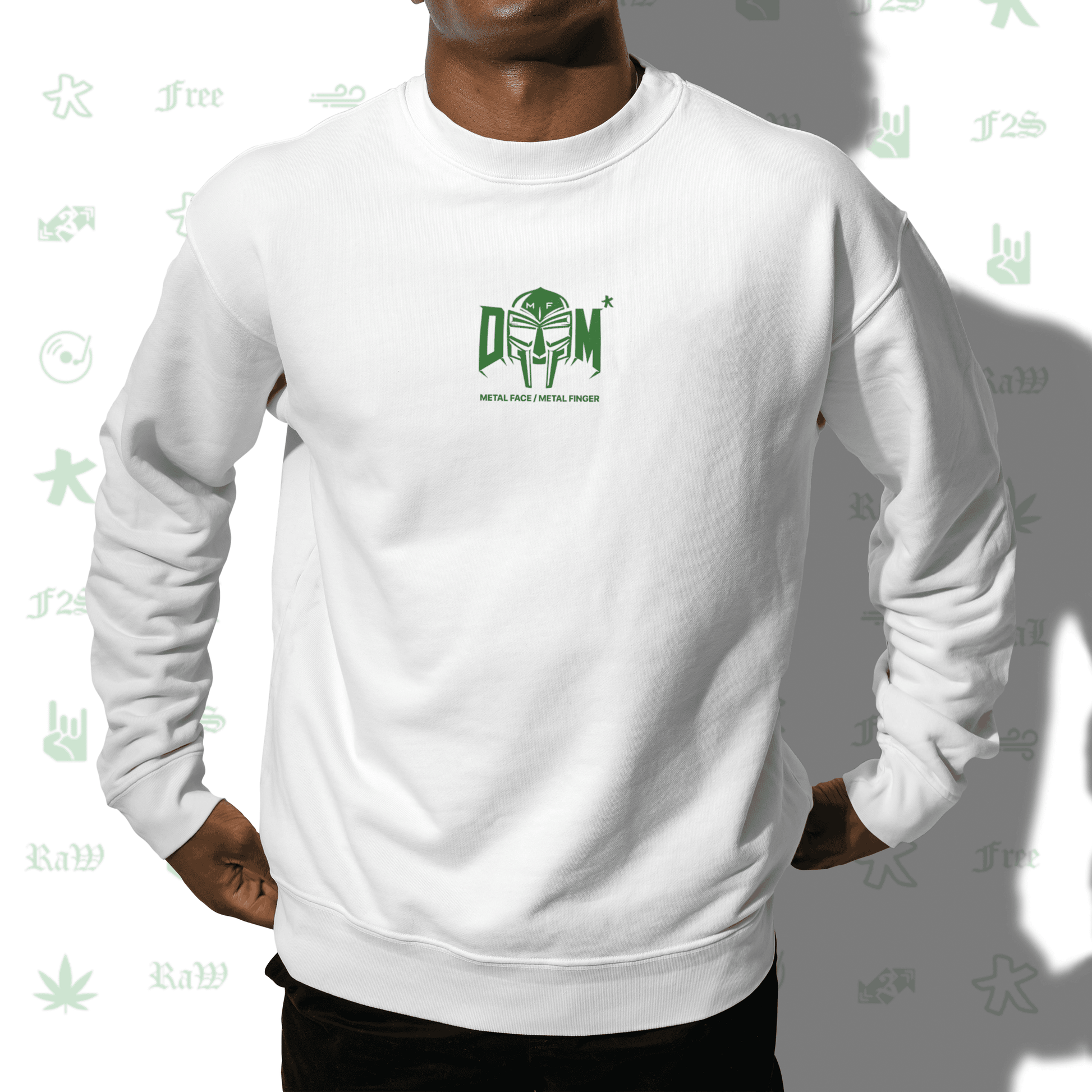 MF DOOM METAL FACE/FINGER White Unisex Oversized Sweatshirt