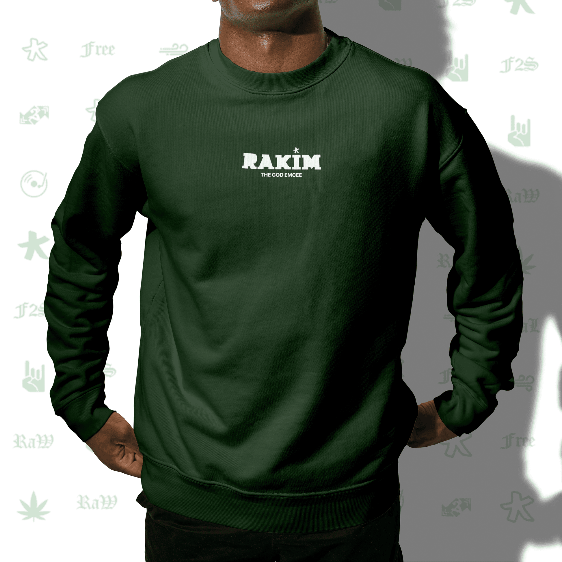 Rakim The God Emcee Bottle Green Unisex Oversized Sweatshirt