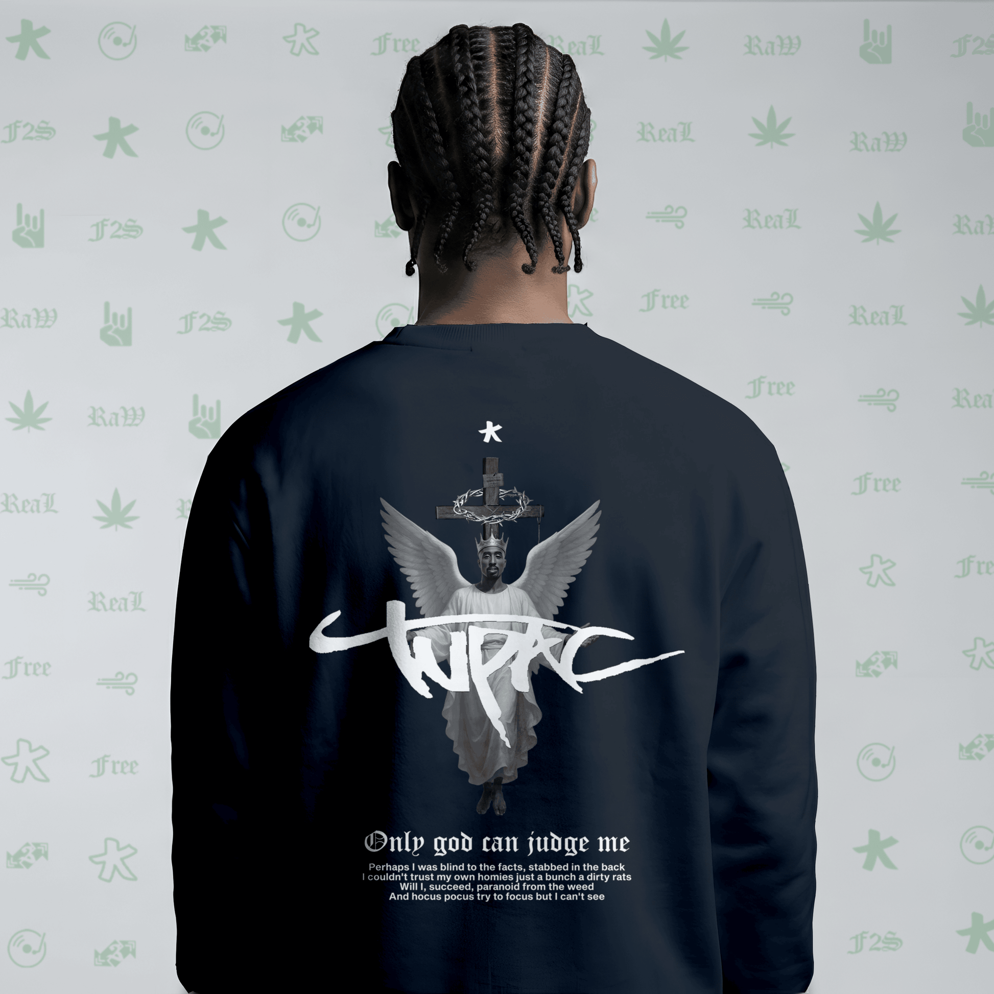 Tupac The Messiah Navy Blue Unisex Oversized Sweatshirt