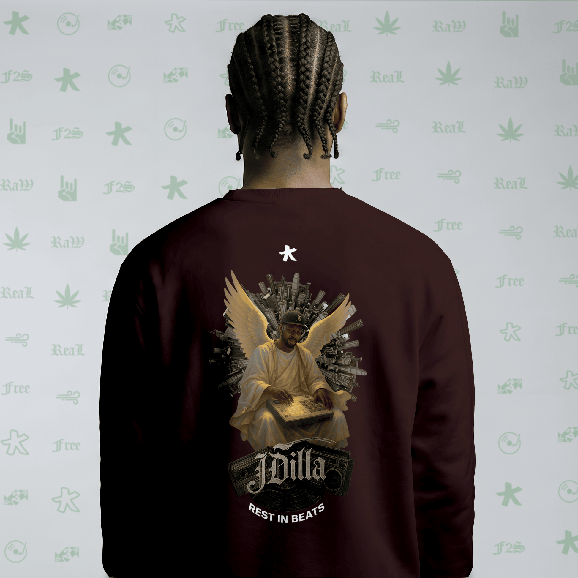 J Dilla Rest In Beats Maroon Unisex Oversized Sweatshirt