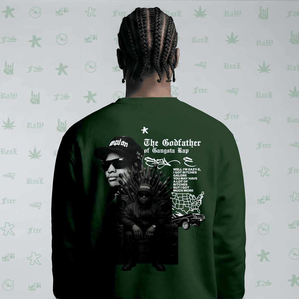 Eazy-E Godfather of Gangsta Rap Bottle Green Unisex Oversized Sweatshirt