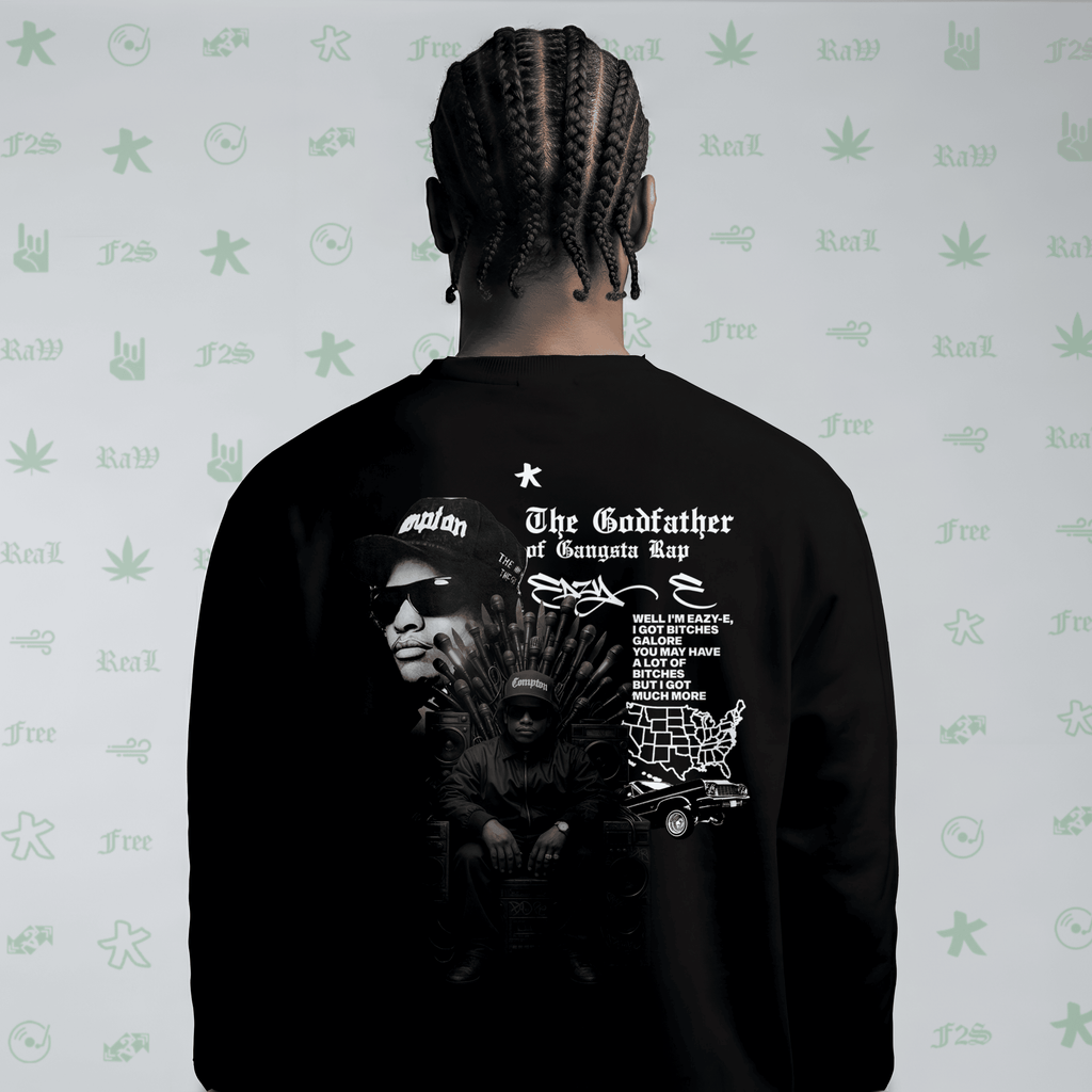 Eazy-E Godfather of Gangsta Rap Black Unisex Oversized Sweatshirt