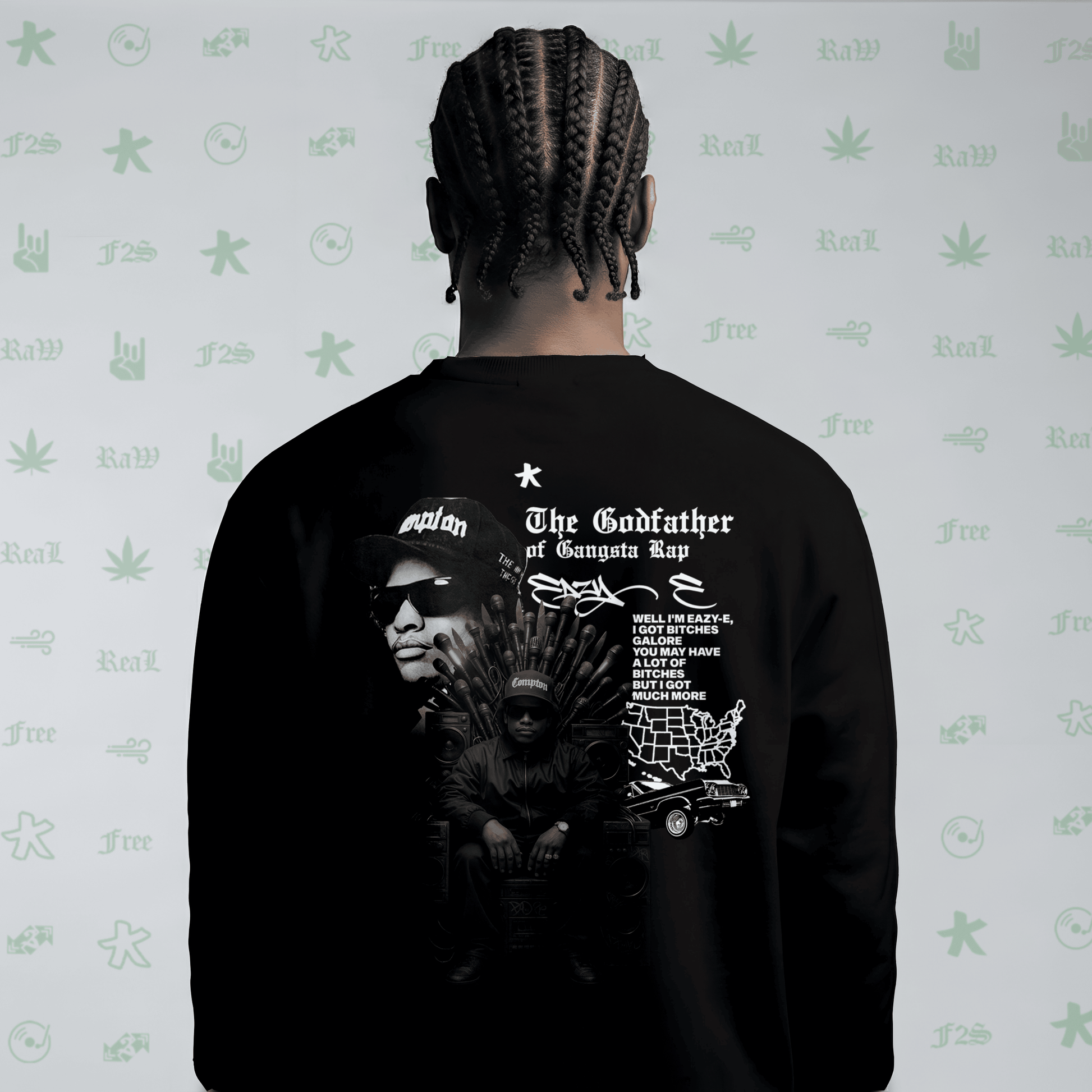 Eazy-E Godfather of Gangsta Rap Black Unisex Oversized Sweatshirt