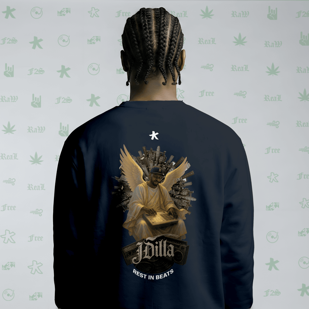 J Dilla Rest In Beats Navy Blue Unisex Oversized Sweatshirt