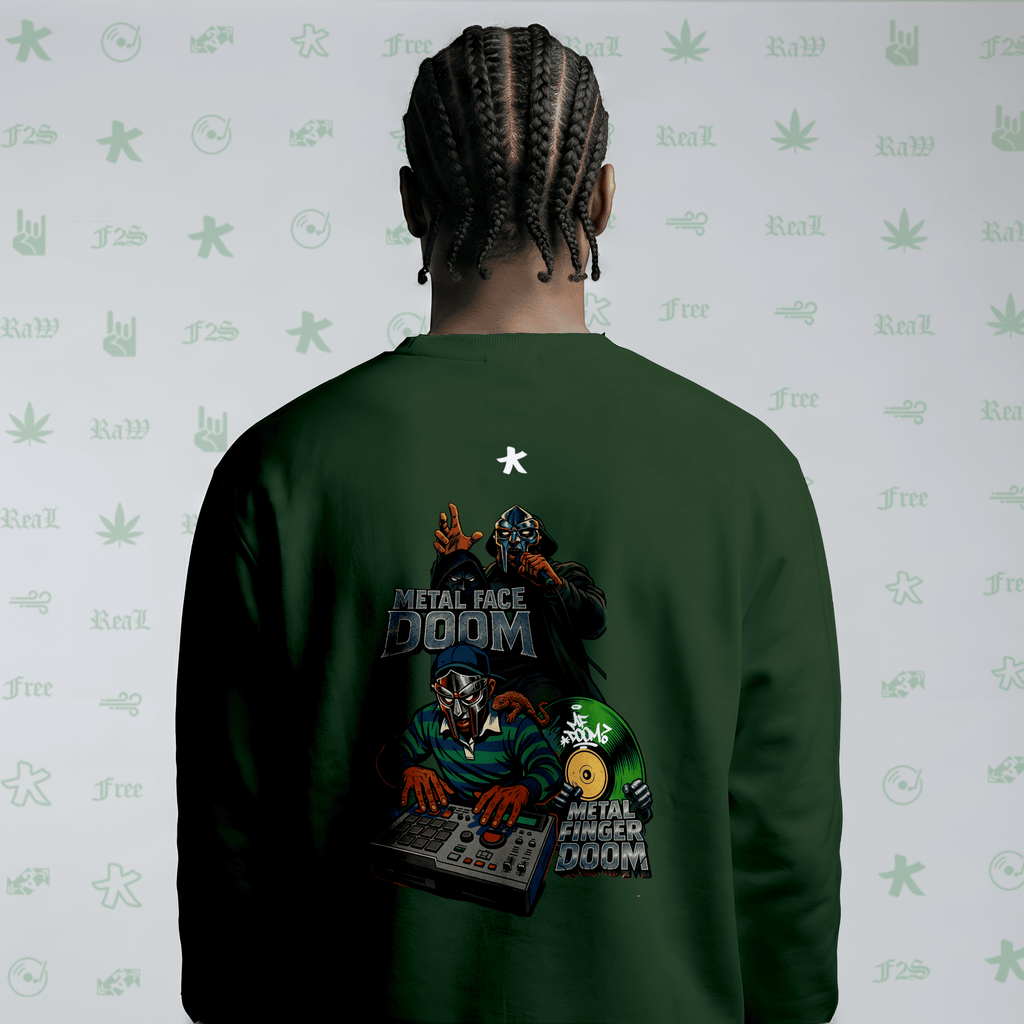 MF DOOM METAL FACE/FINGER Bottle Green Unisex Oversized Sweatshirt