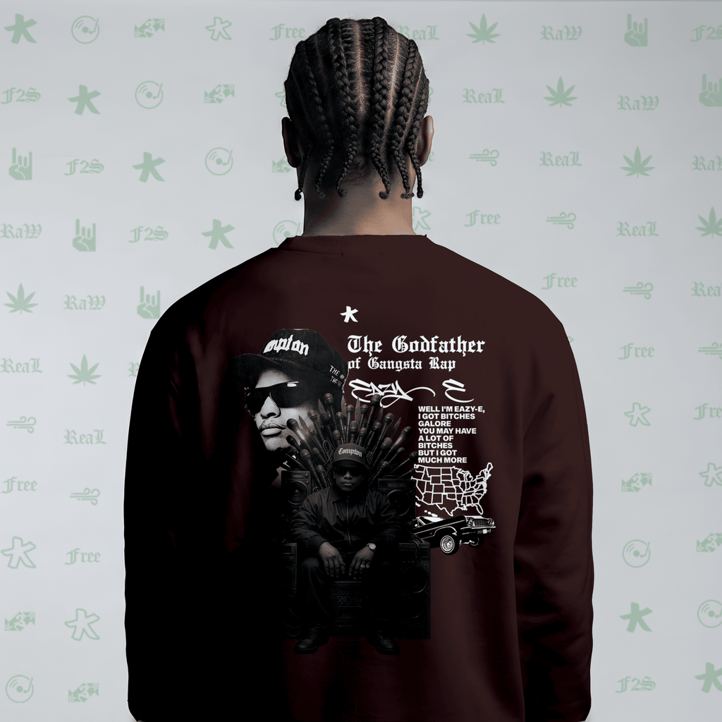 Eazy-E Godfather of Gangsta Rap Maroon Unisex Oversized Sweatshirt
