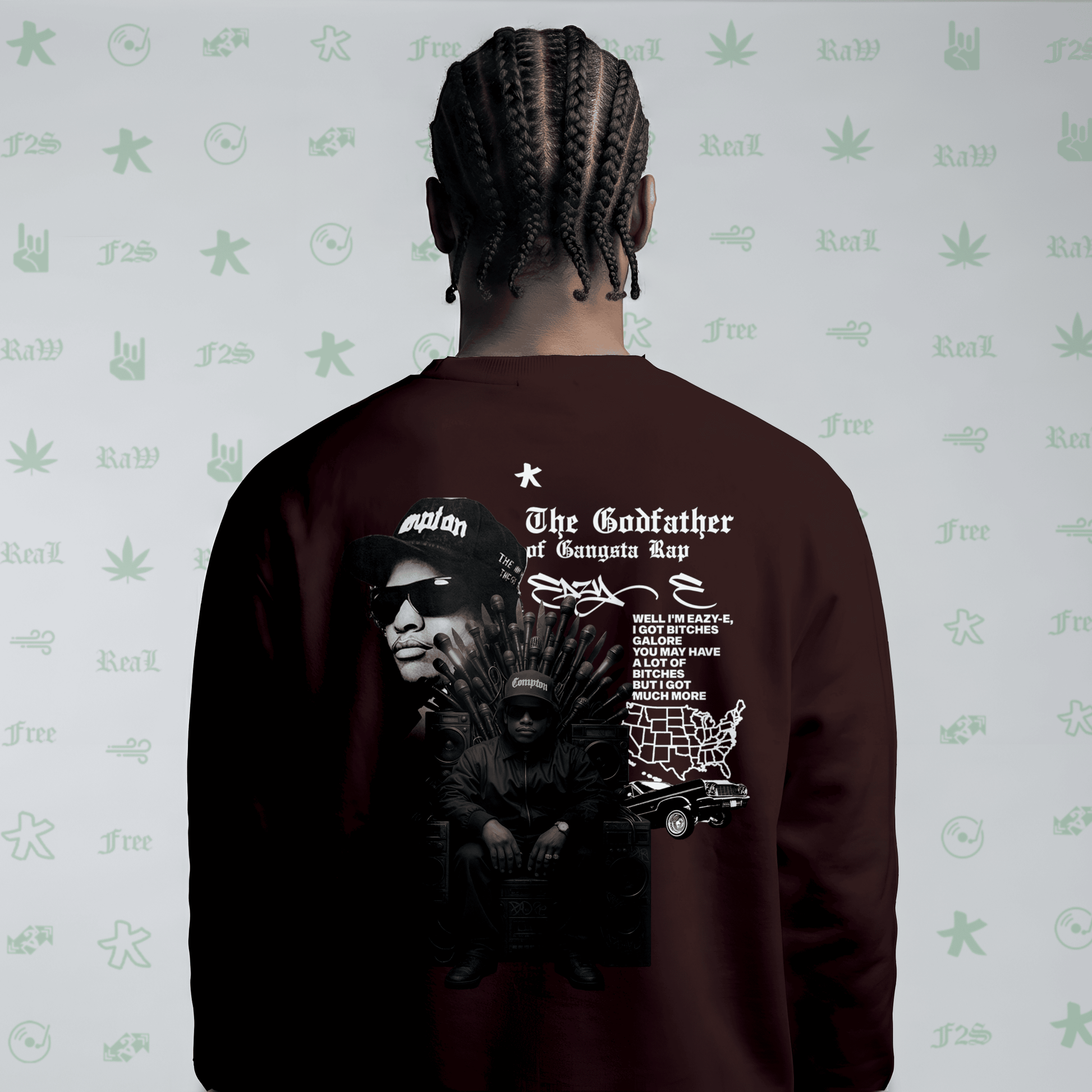 Eazy-E Godfather of Gangsta Rap Maroon Unisex Oversized Sweatshirt