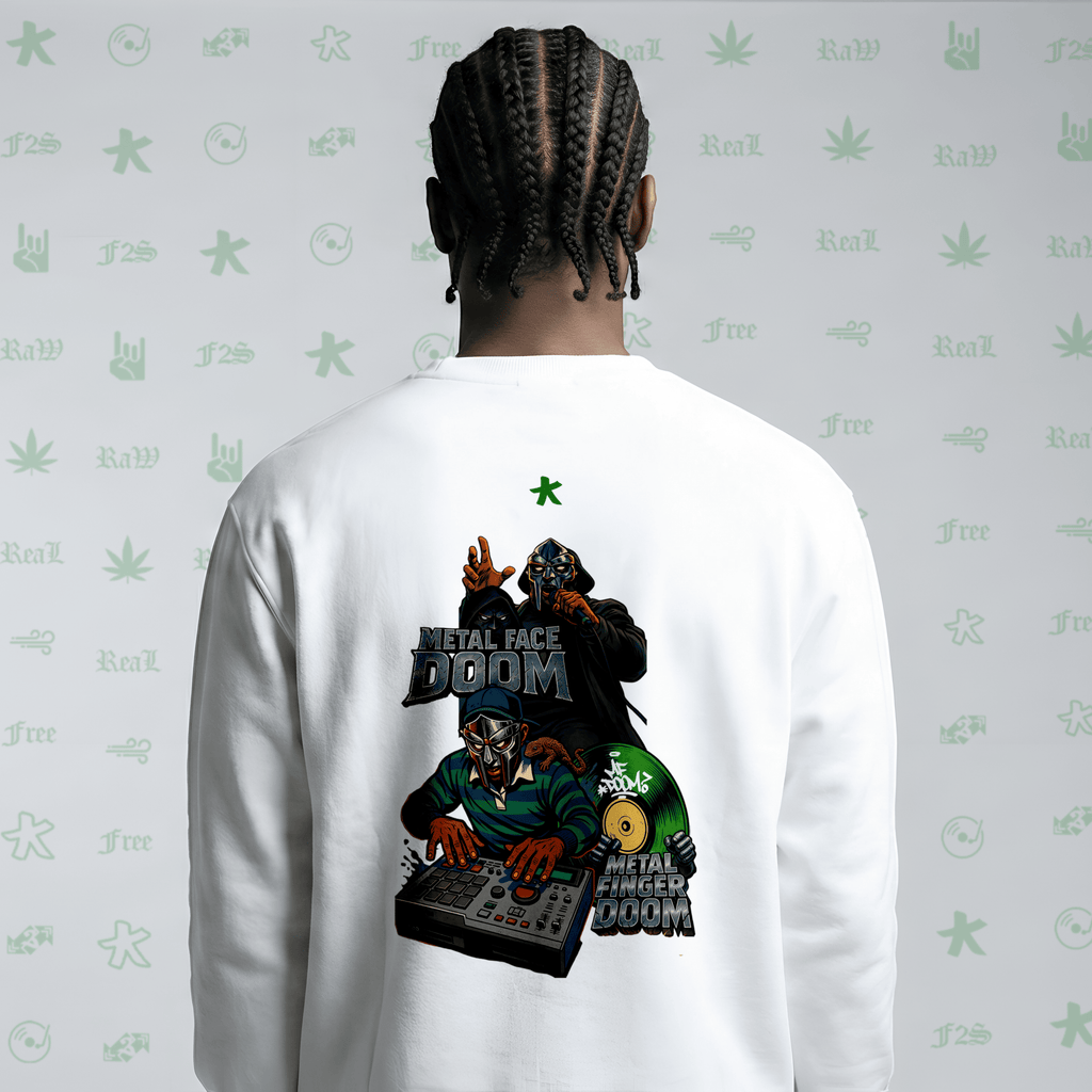 MF DOOM METAL FACE/FINGER White Unisex Oversized Sweatshirt