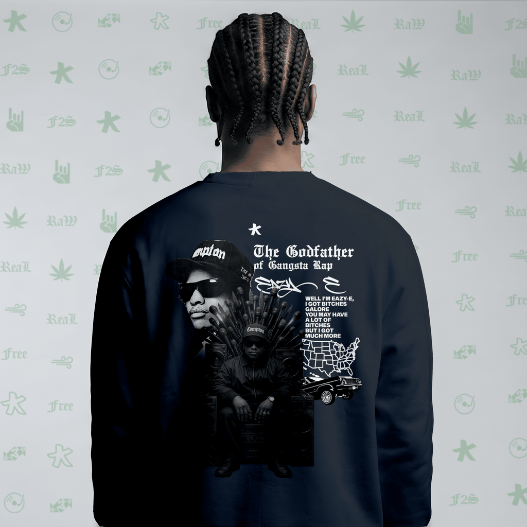Eazy-E Godfather of Gangsta Rap Navy Blue Unisex Oversized Sweatshirt
