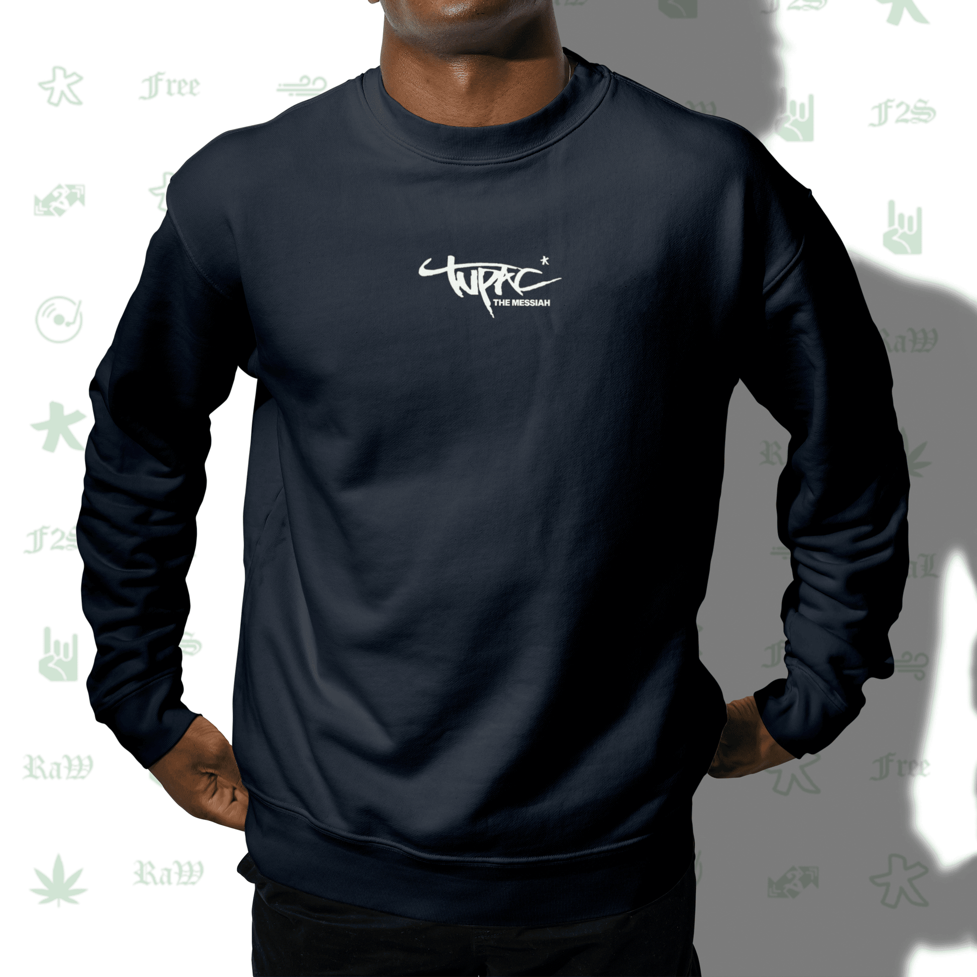 Tupac The Messiah Navy Blue Unisex Oversized Sweatshirt
