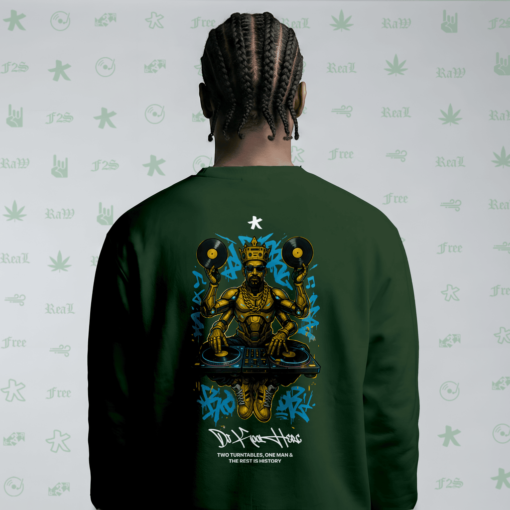 DJ Kool Herc Origins Bottle Green Unisex Oversized Sweatshirt