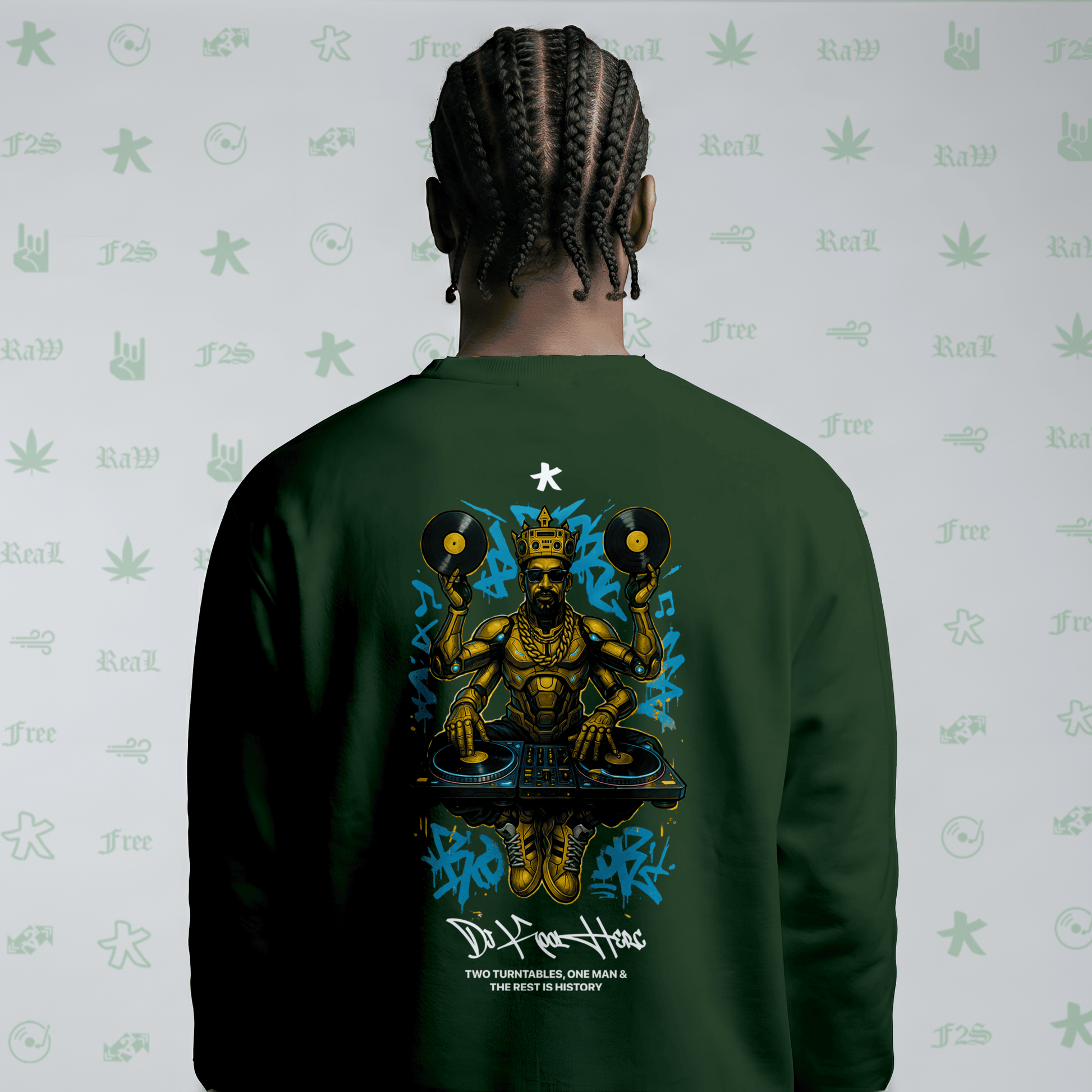 DJ Kool Herc Origins Bottle Green Unisex Oversized Sweatshirt