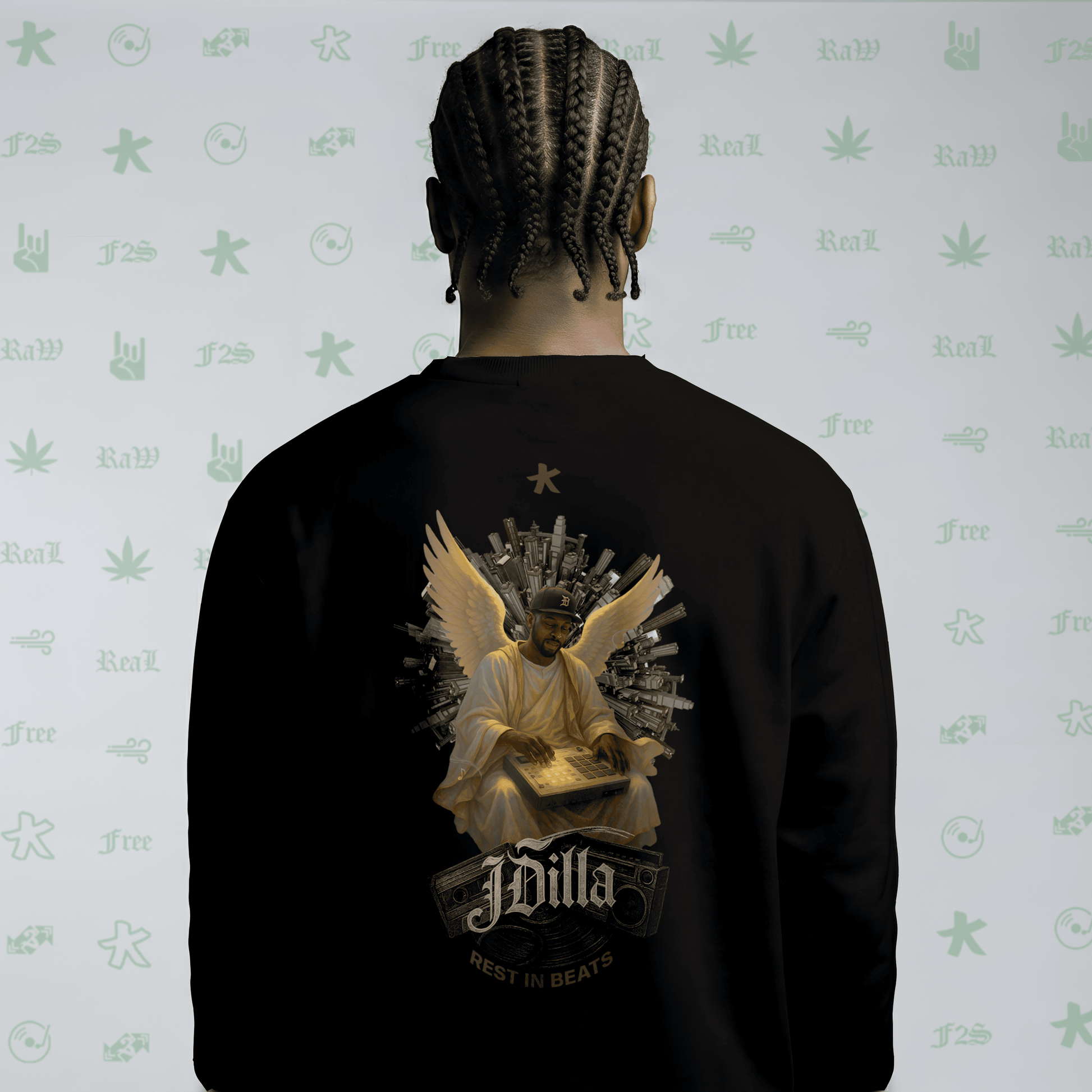 J Dilla Rest In Beats Black Unisex Oversized Sweatshirt
