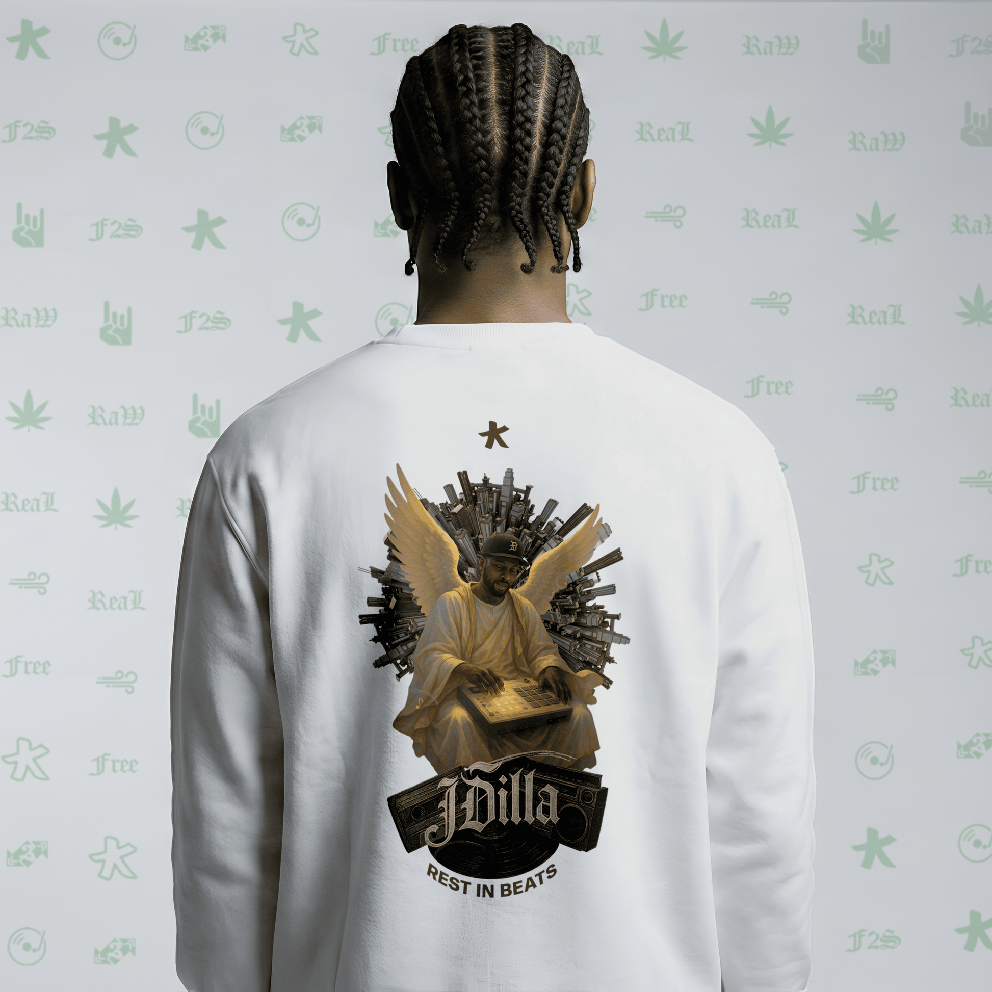 J Dilla Rest In Beats White Unisex Oversized Sweatshirt