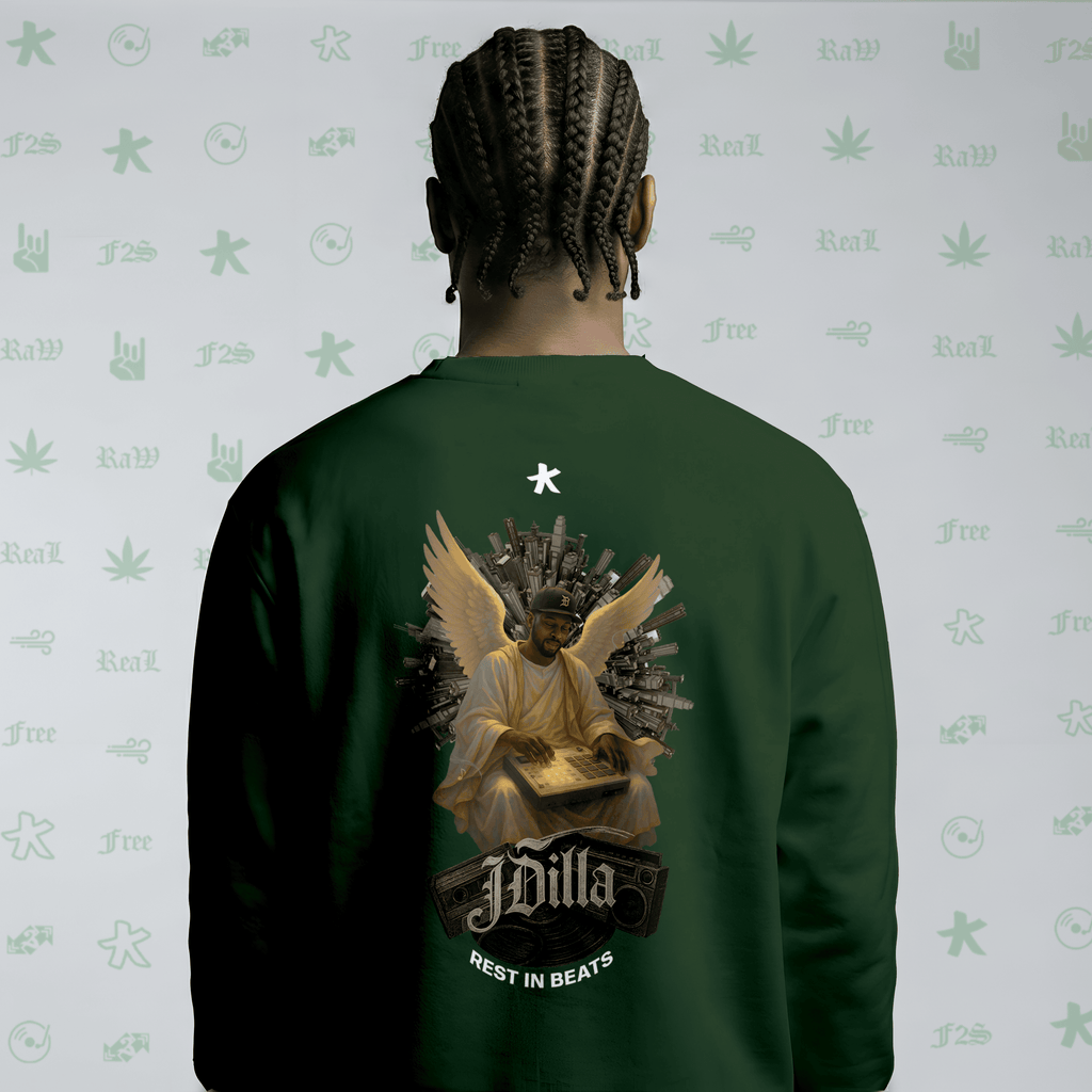 J Dilla Rest In Beats Bottle Green Unisex Oversized Sweatshirt