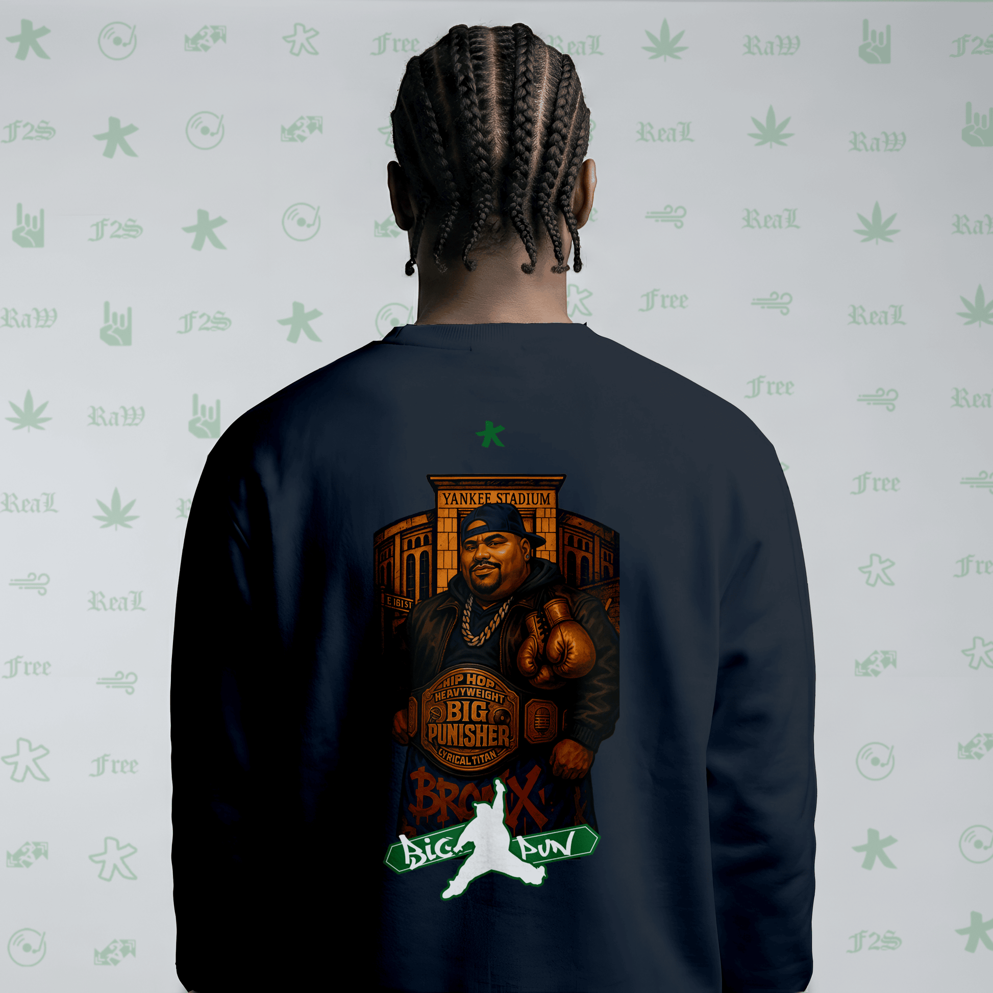 Big Pun Heavyweight Navy Blue Unisex Oversized Sweatshirt