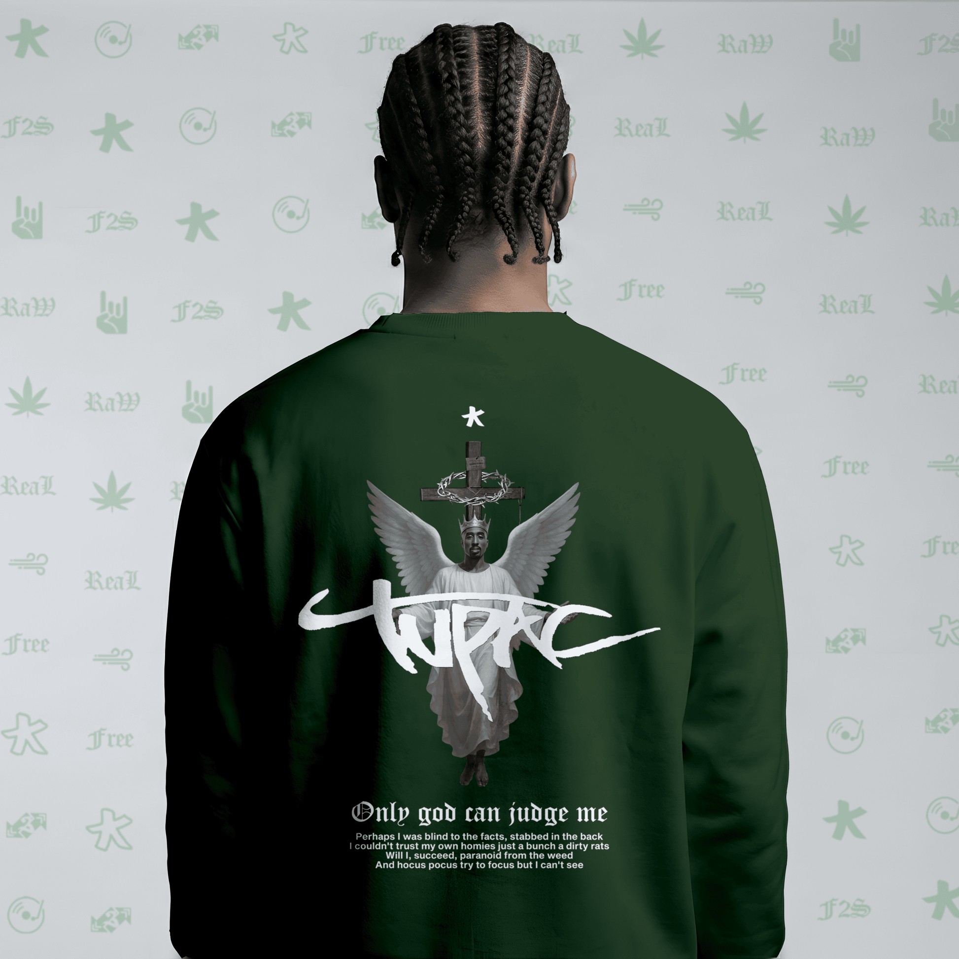 Tupac The Messiah Bottle Green Unisex Oversized Sweatshirt