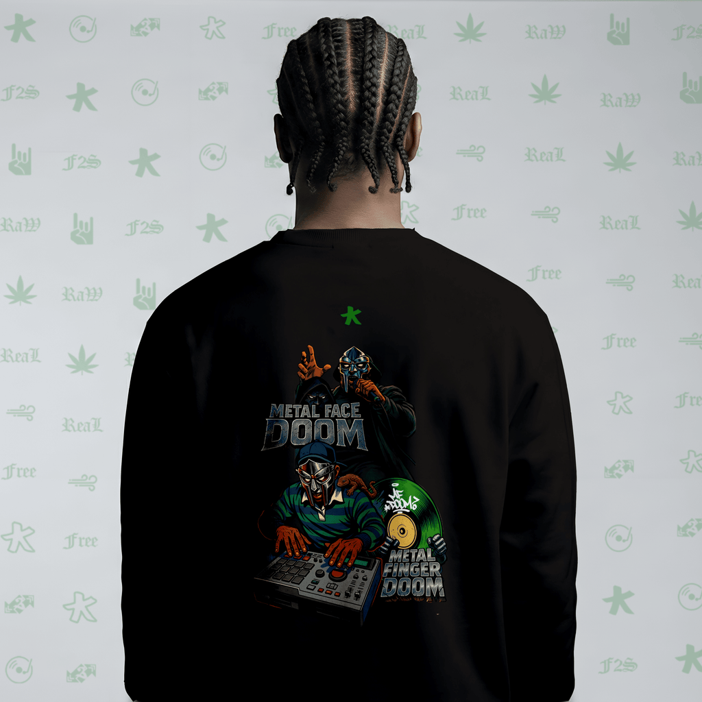 MF DOOM METAL FACE/FINGER Black Unisex Oversized Sweatshirt