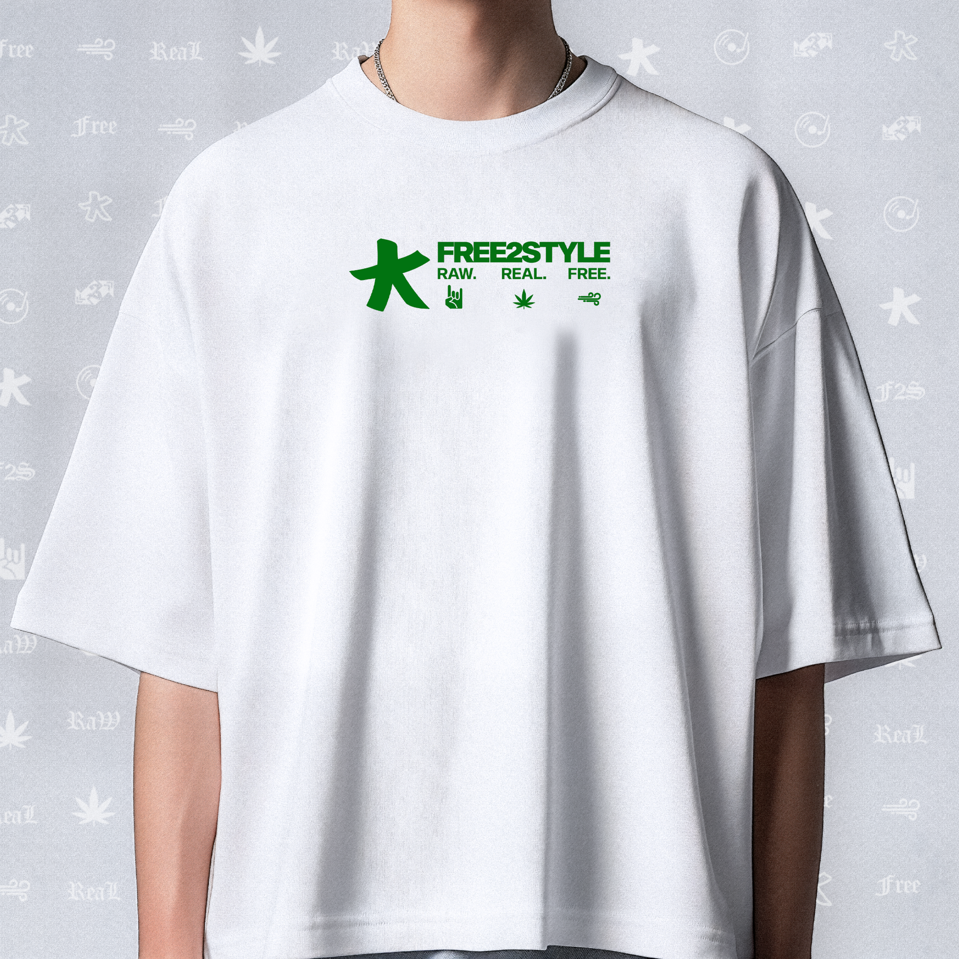 F2S Original Green Logo White Tee Unisex