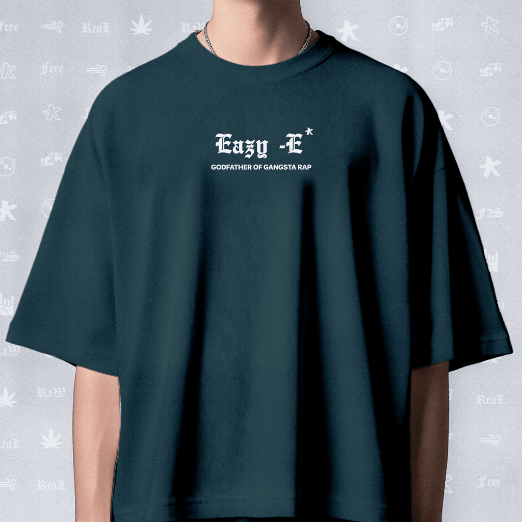 Eazy-E Godfather of Gangsta Rap Unisex Petrol Blue Oversized T-Shirt.