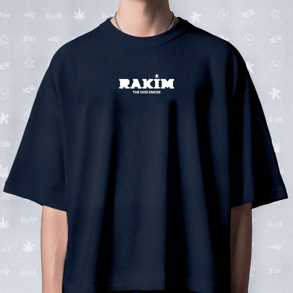 Rakim The God Emcee Unisex Navy Blue Oversized T-Shirt.