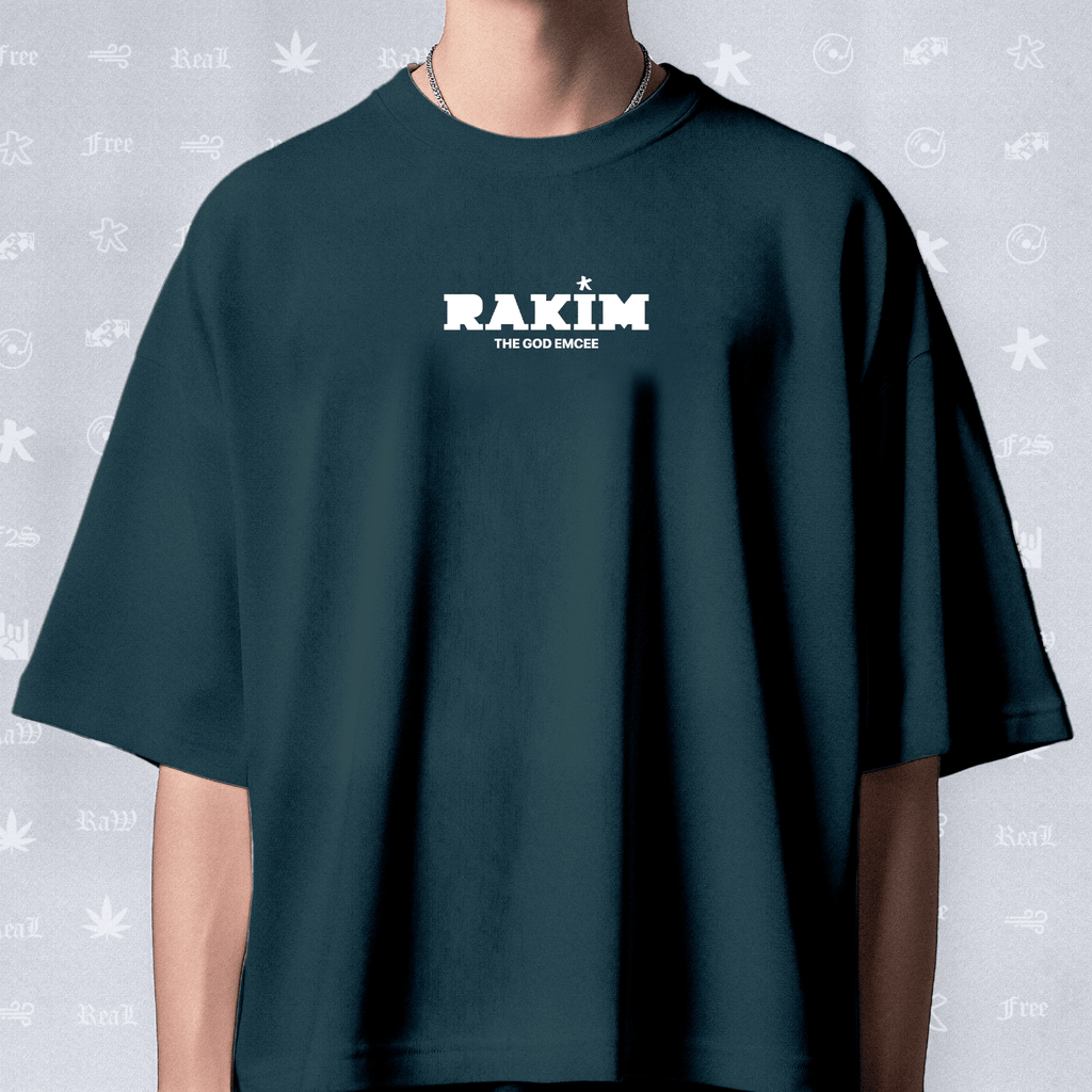 Rakim The God Emcee Unisex Petrol Blue Oversized T-Shirt.
