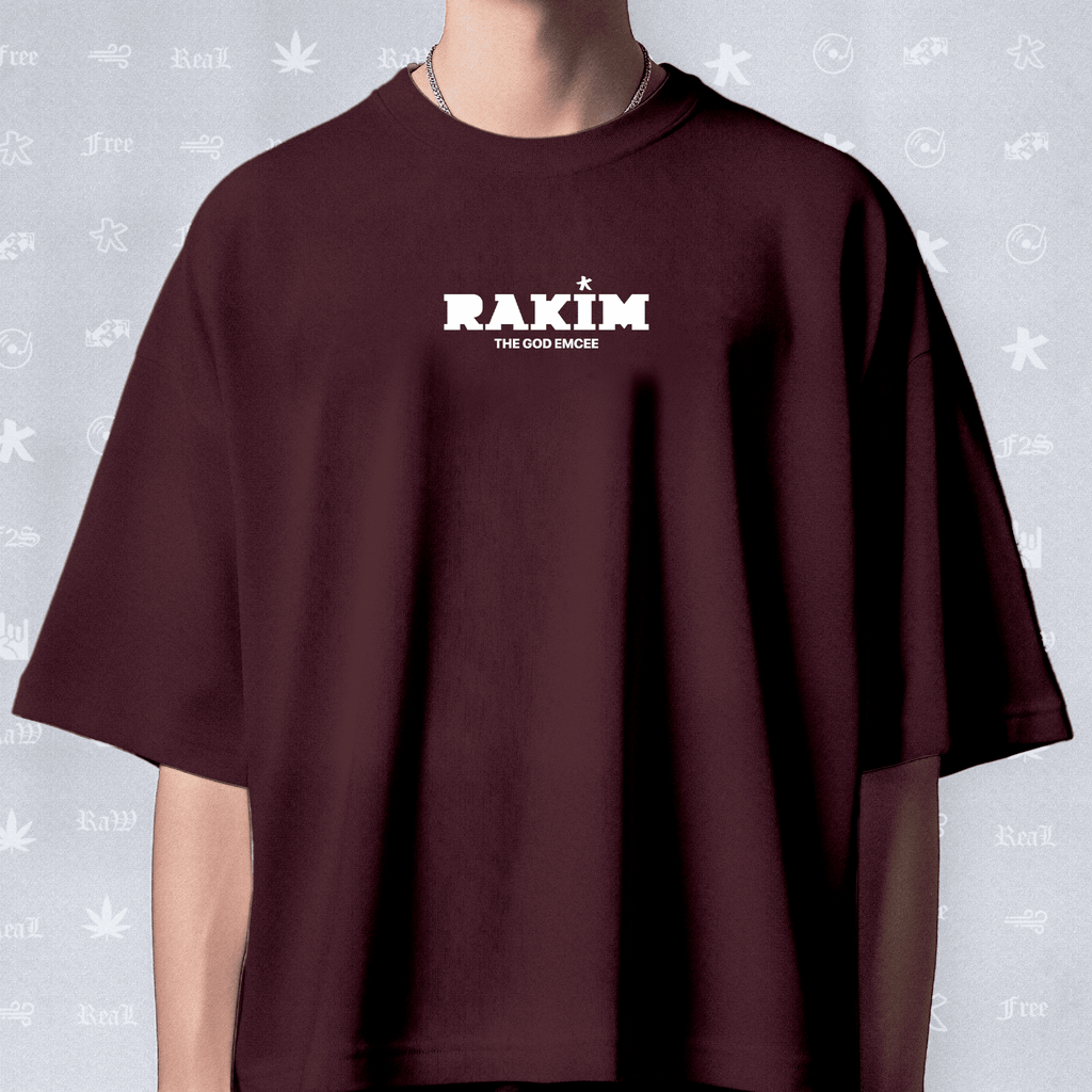 Rakim The God Emcee Unisex Maroon Oversized T-Shirt