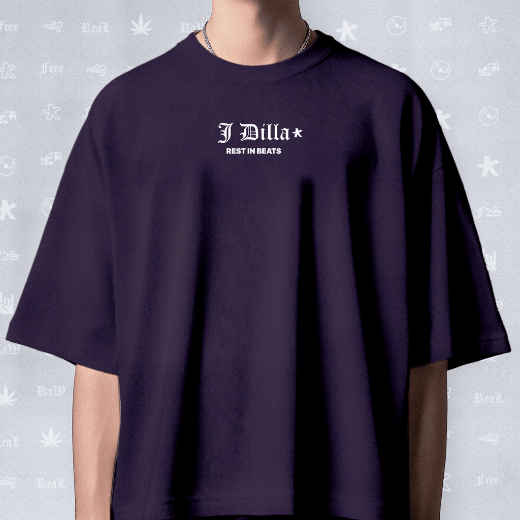 J Dilla Rest In Beats Unisex Purple Oversized T-Shirt.