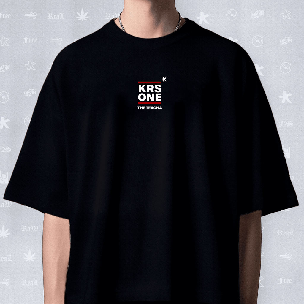 KRS ONE The Teacha Unisex Black Oversized T-Shirt.
