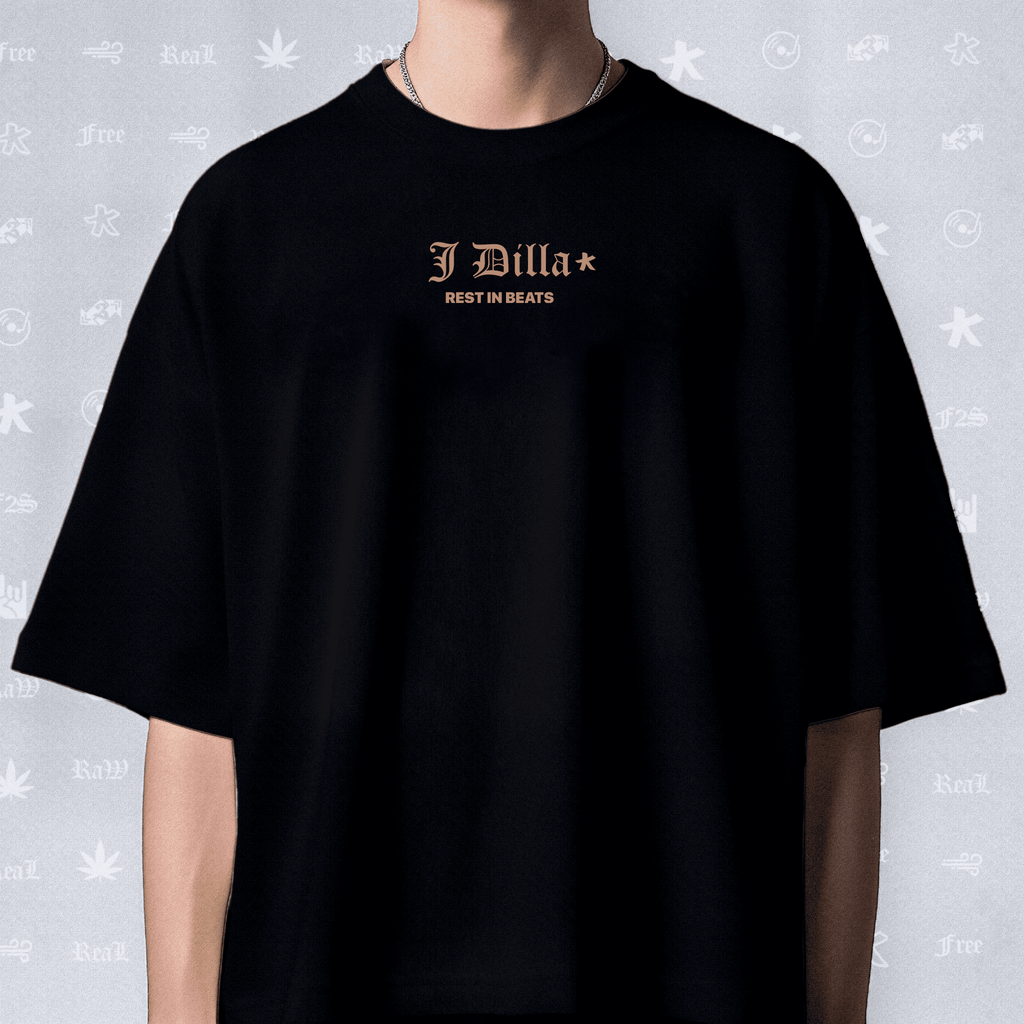 J Dilla Rest In Beats Unisex Black Oversized T-Shirt.